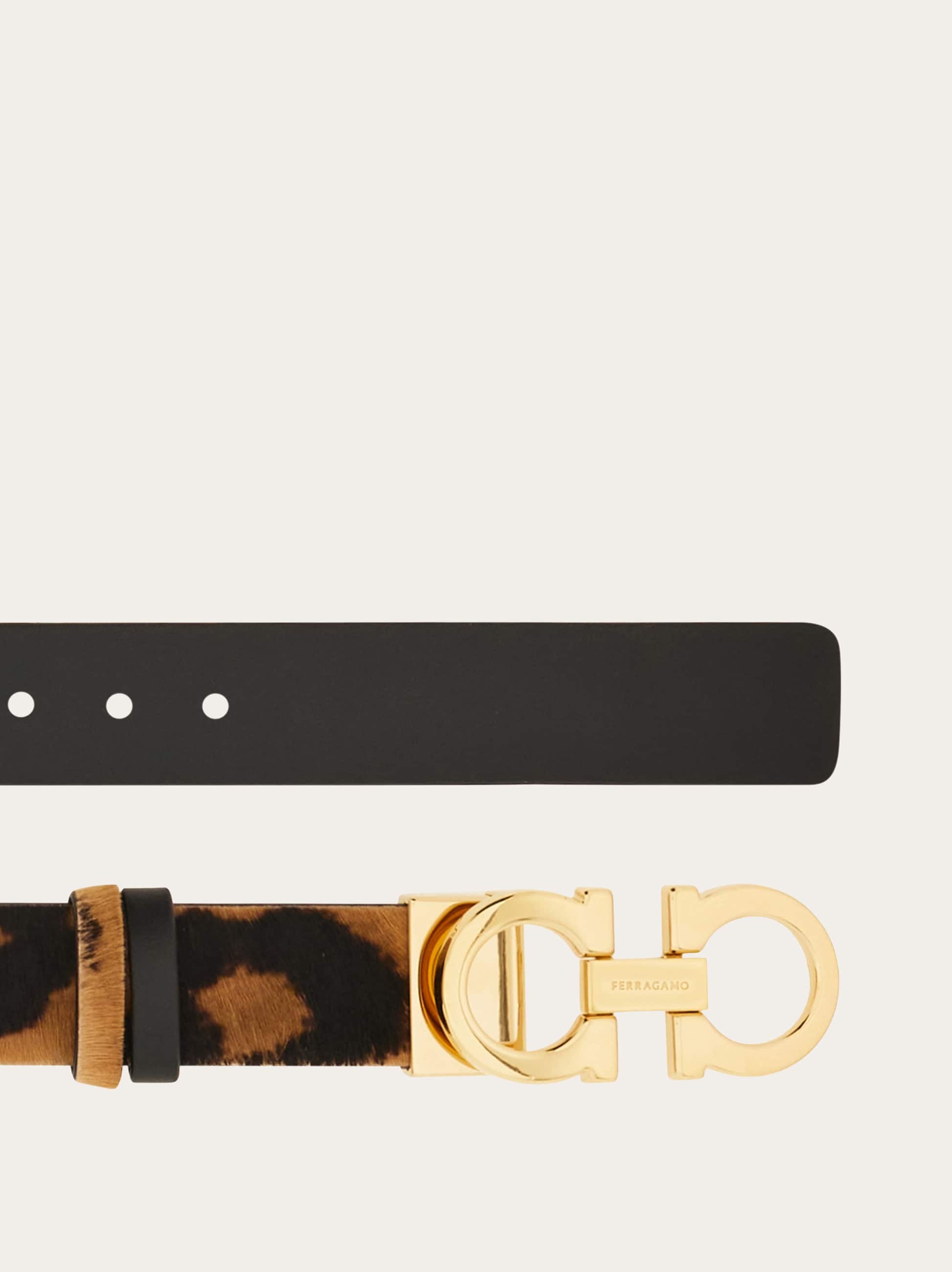 Ferragamo Animal Print Belt With Adjustable Fit And Gold-tone Buckle In Animal Print