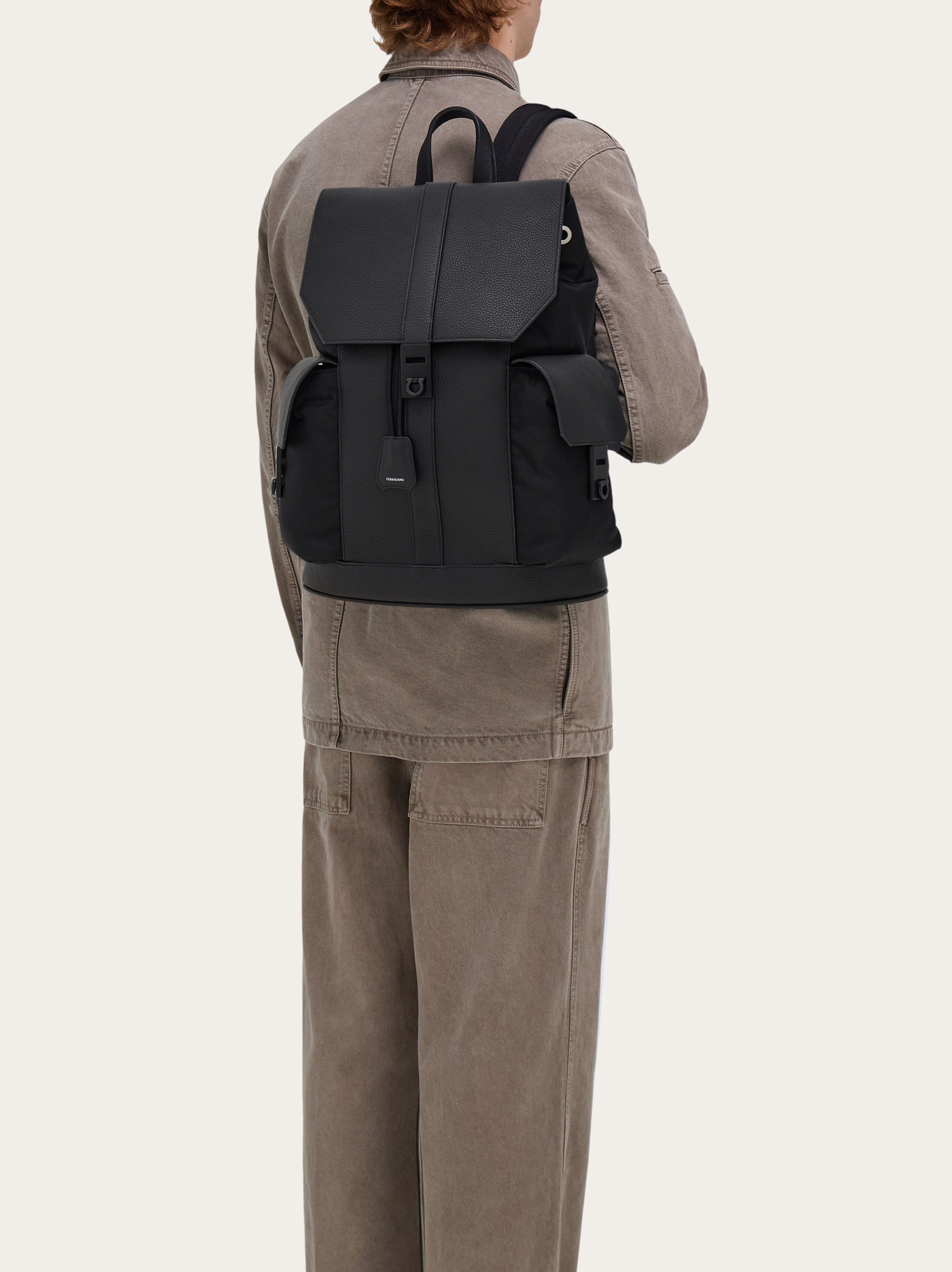Ferragamo Gancini Backpack In Black