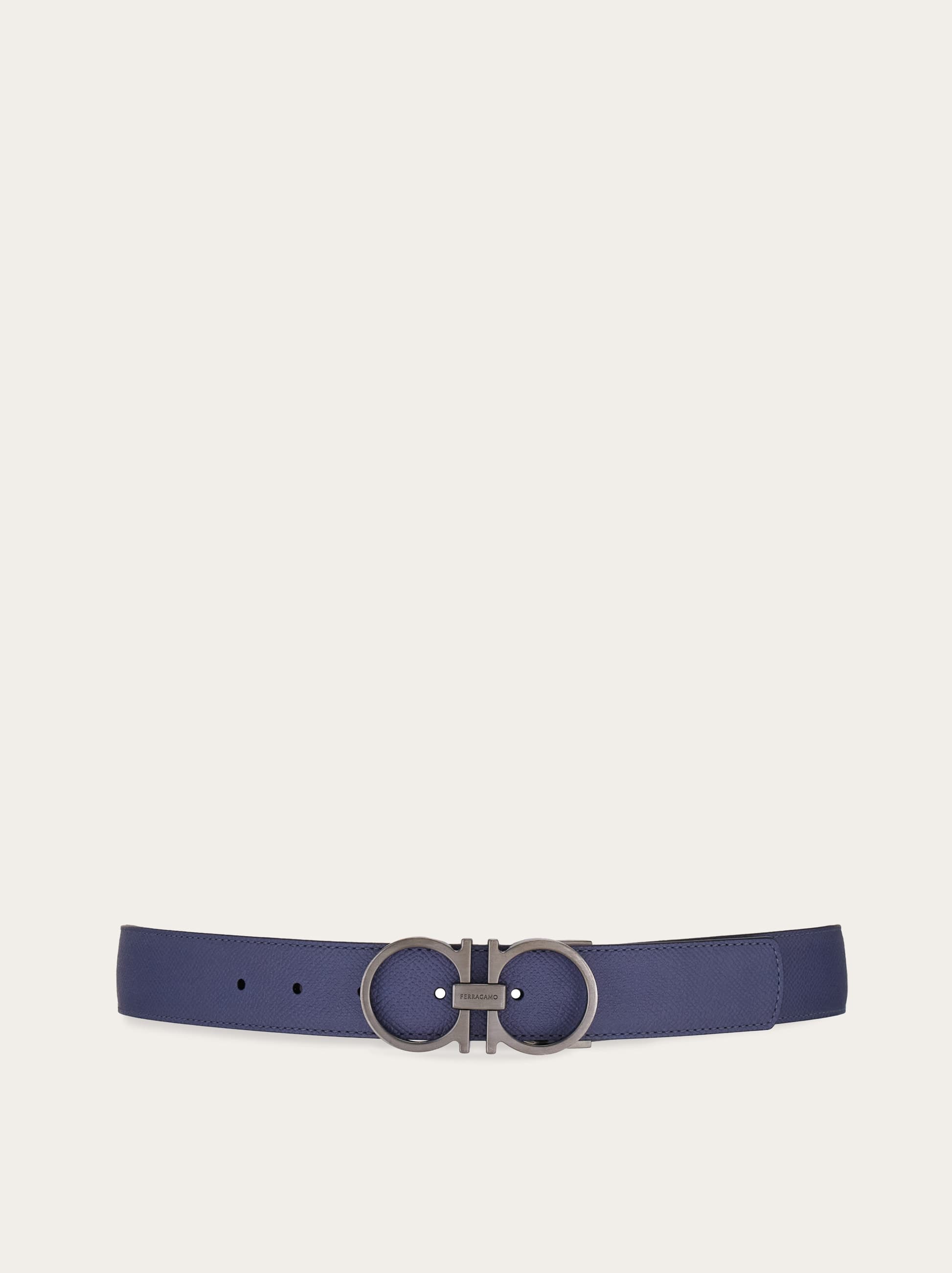Ferragamo Reversible And Adjustable Gancini Belt In Blue