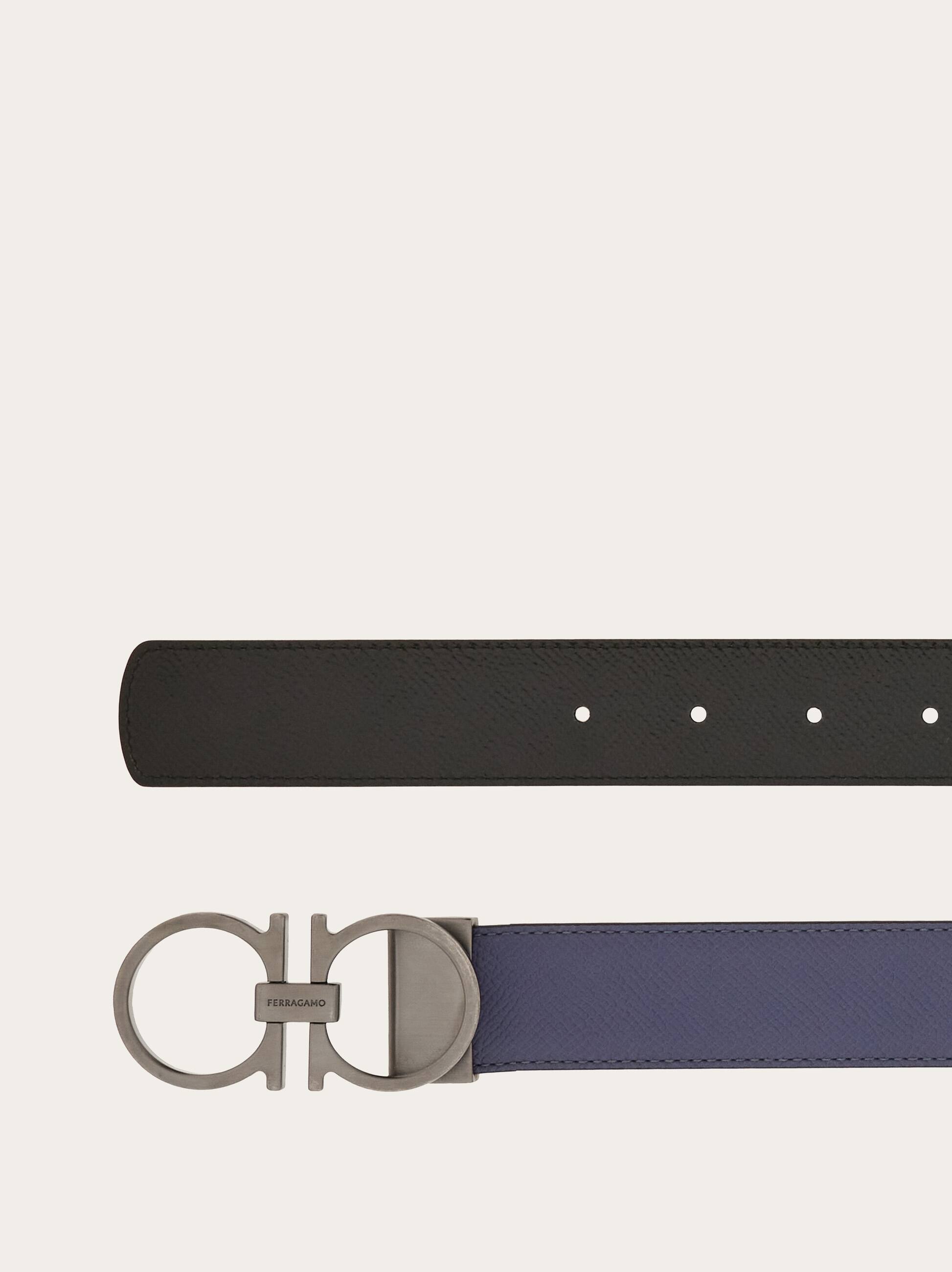 Ferragamo Reversible And Adjustable Gancini Belt In Blue