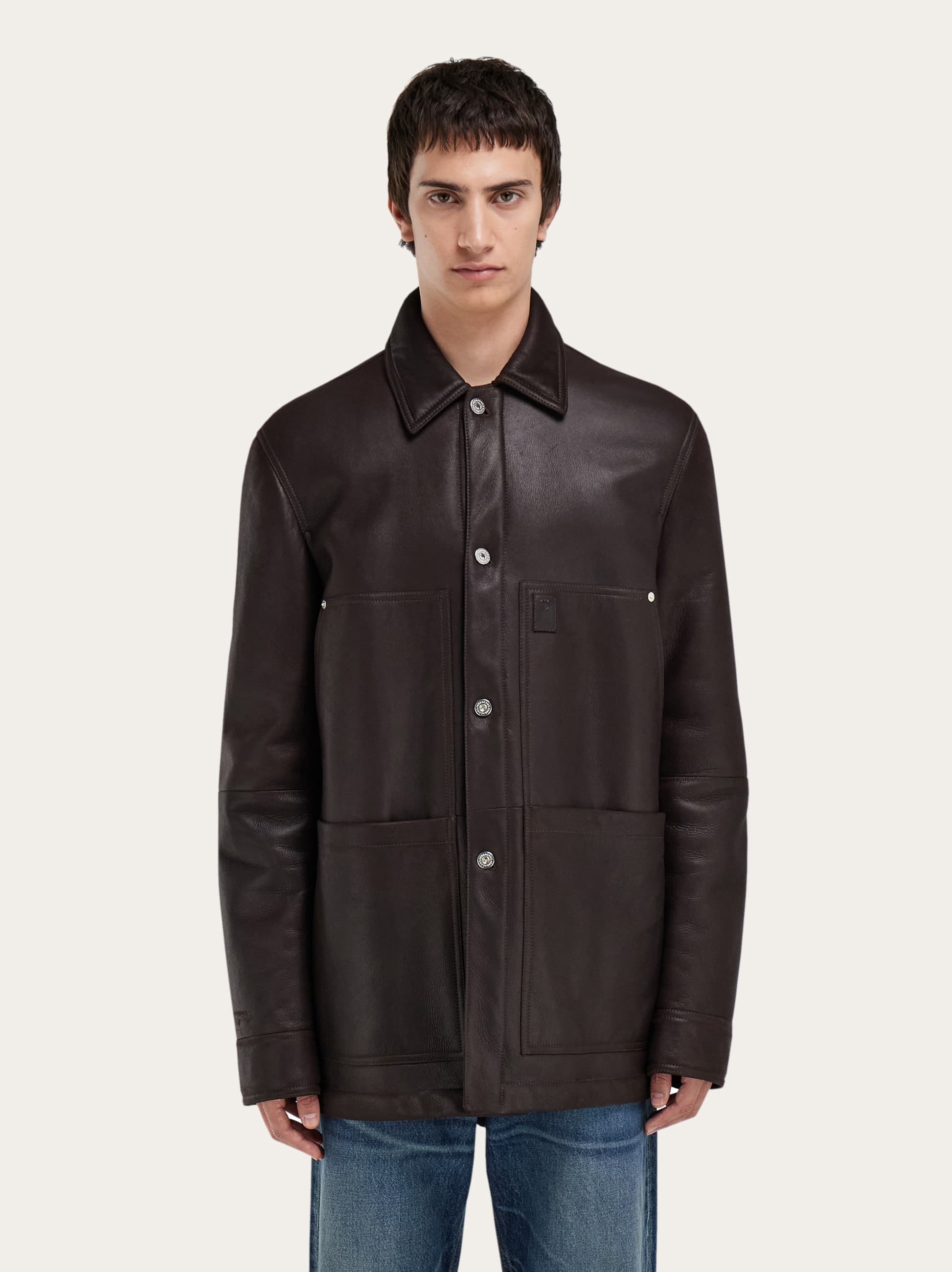  Ferragamo Herren Merinoblouson Braun 
