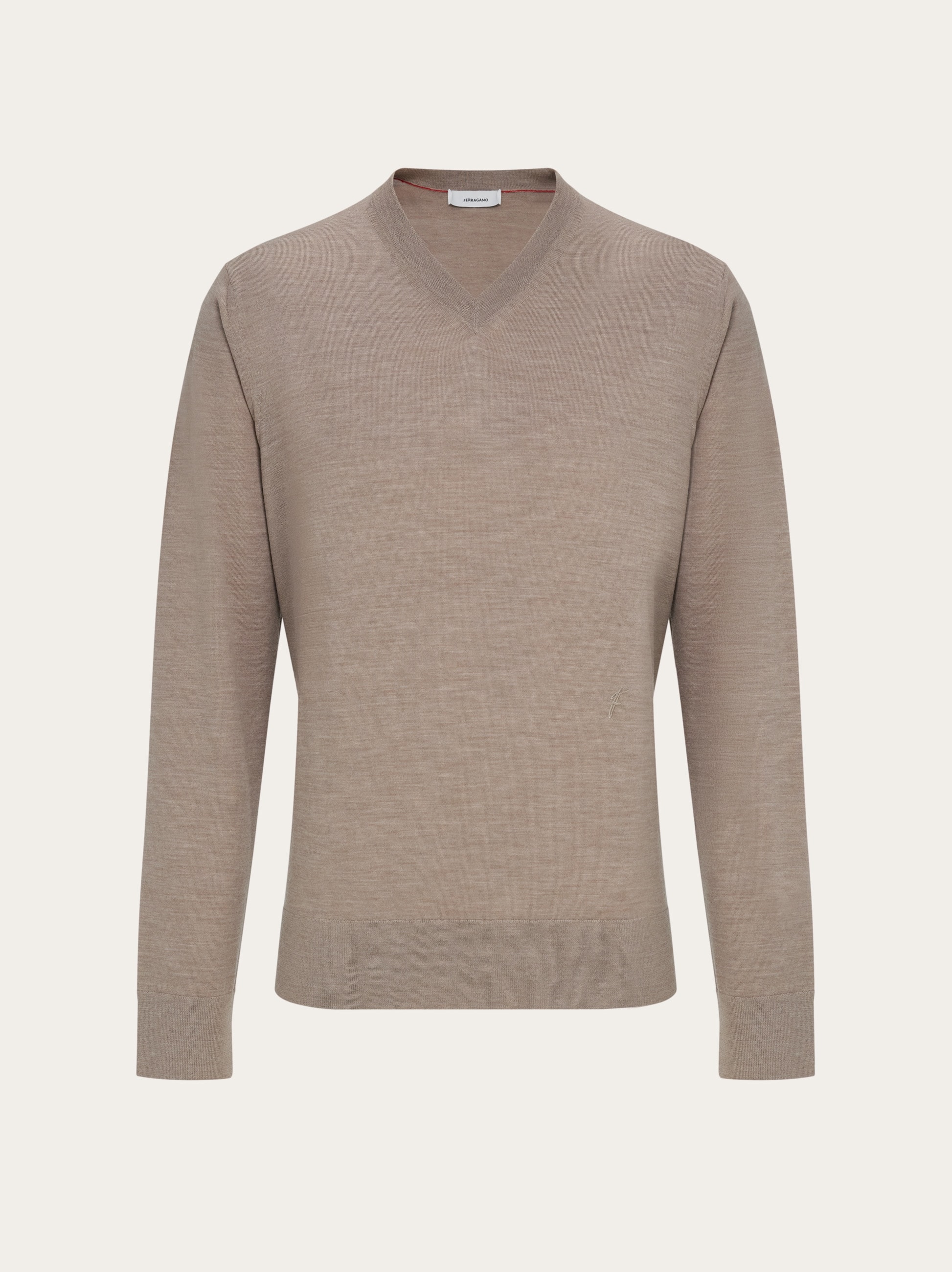 Ferragamo Uomo Maglia collo a V Beige
