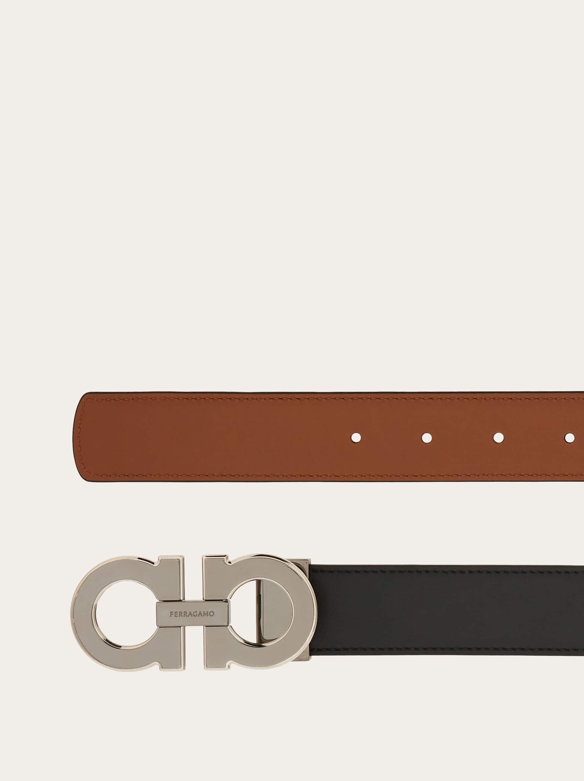 Ferragamo Reversible And Adjustable Gancini Belt In Blue