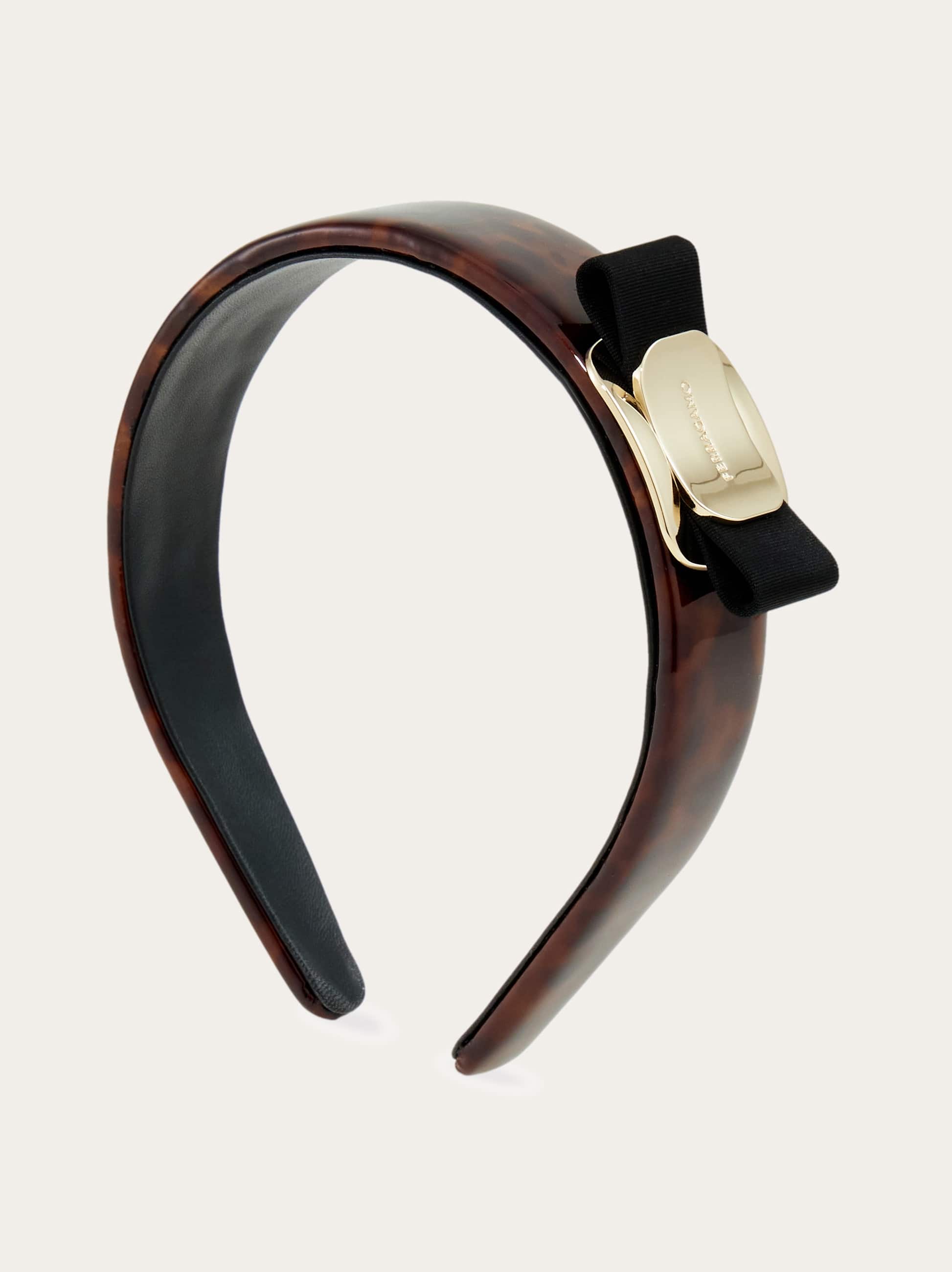 Ferragamo Donna Cerchietto new Vara plate Marrone