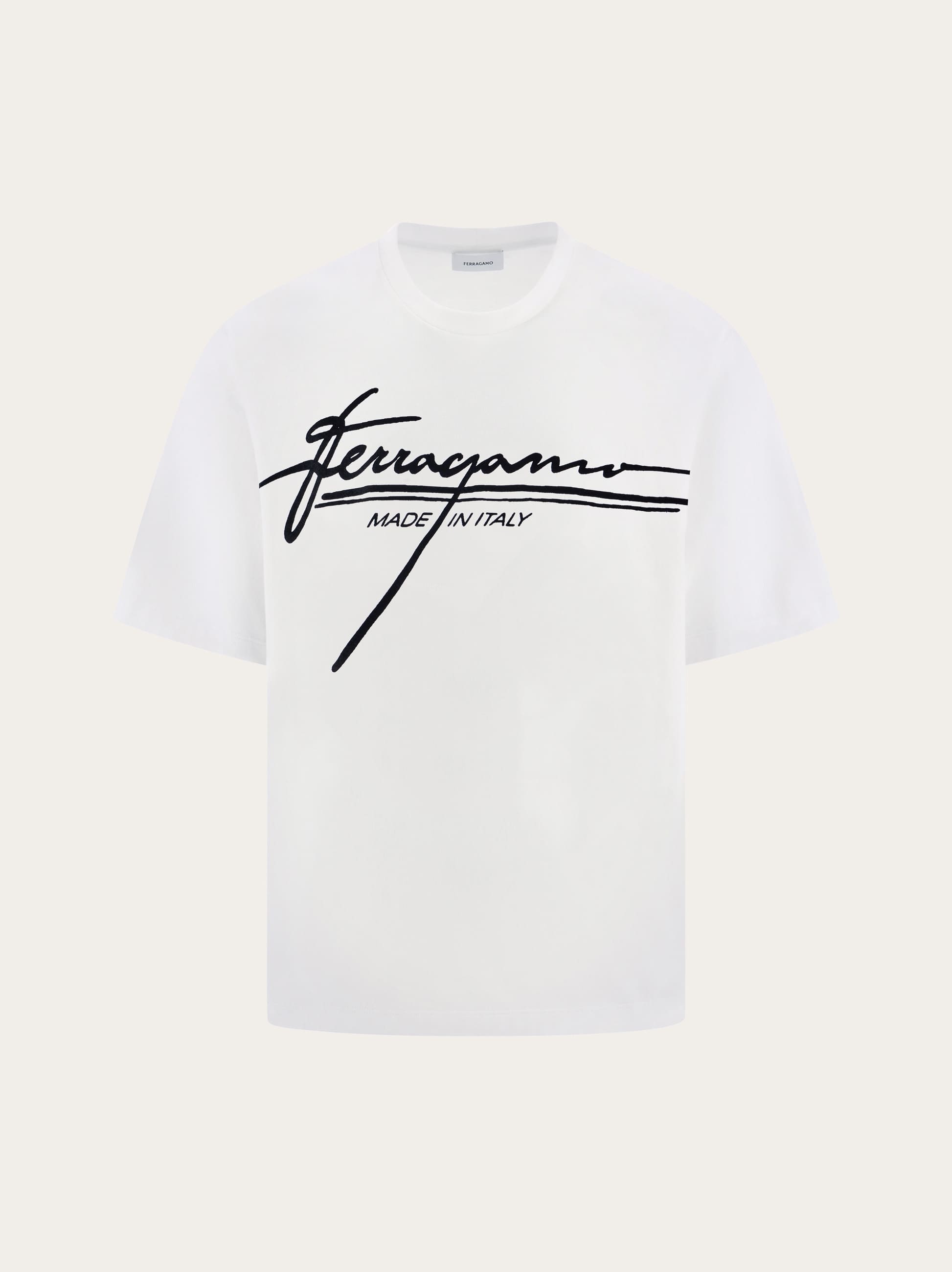 Ferragamo Signature Velvet Logo T-shirt In White