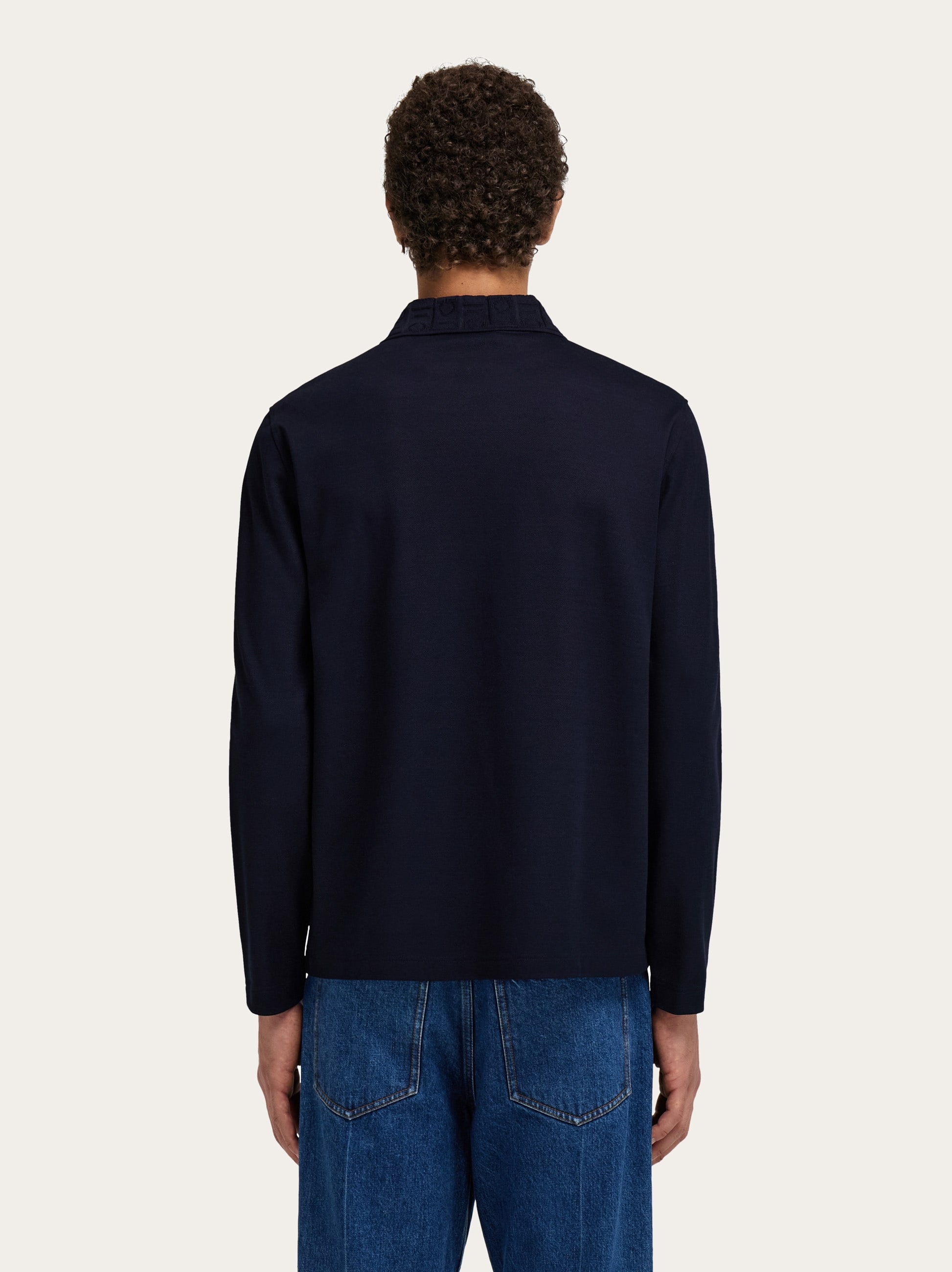  Ferragamo Herren Langärmliges Polohemd Blau 