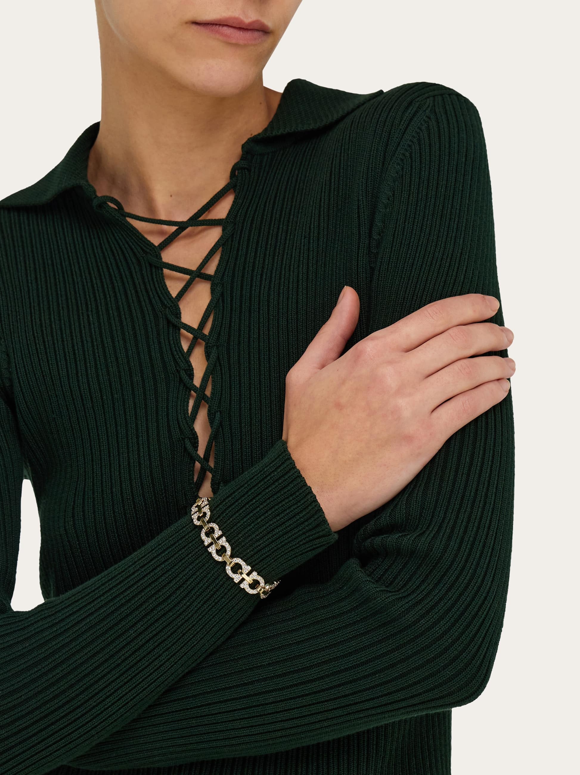  Ferragamo Damen Gancini-armband Mit Kristallen Gold 