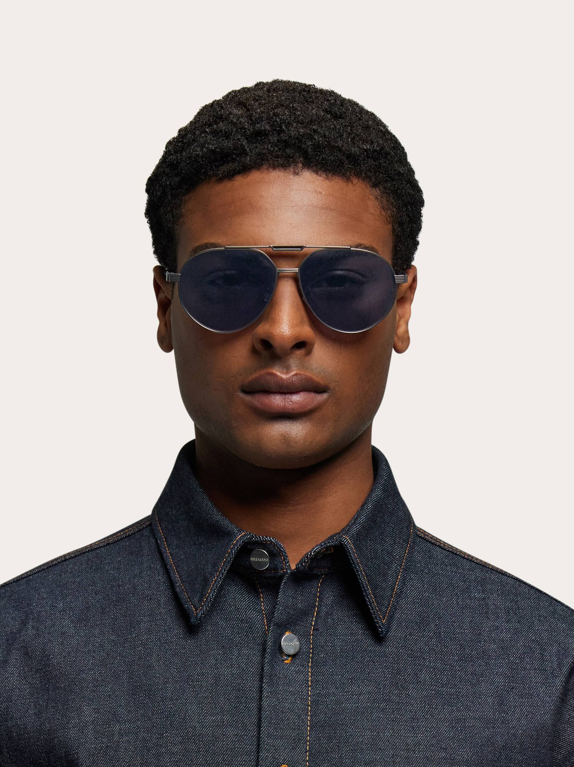  Ferragamo Herren Pilot-sonnenbrillen Grau 