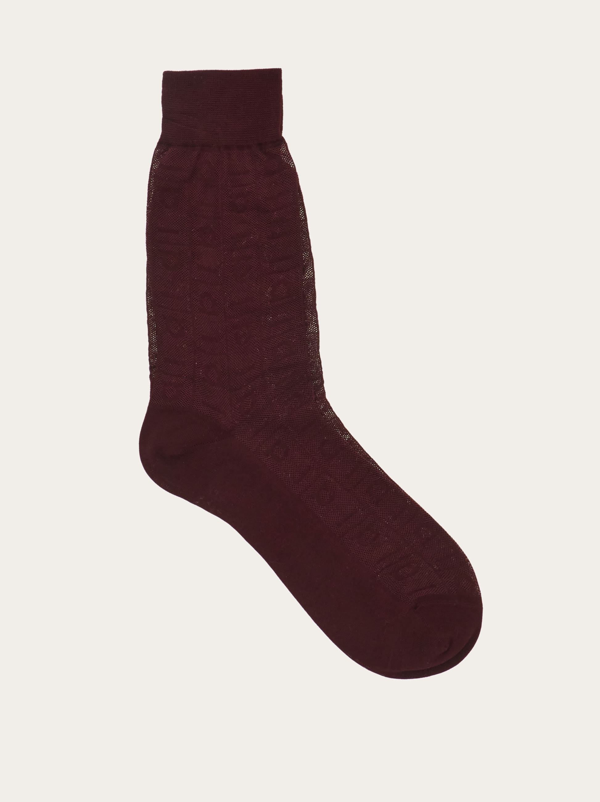 Ferragamo Monogram Ankle Socks In Burgundy