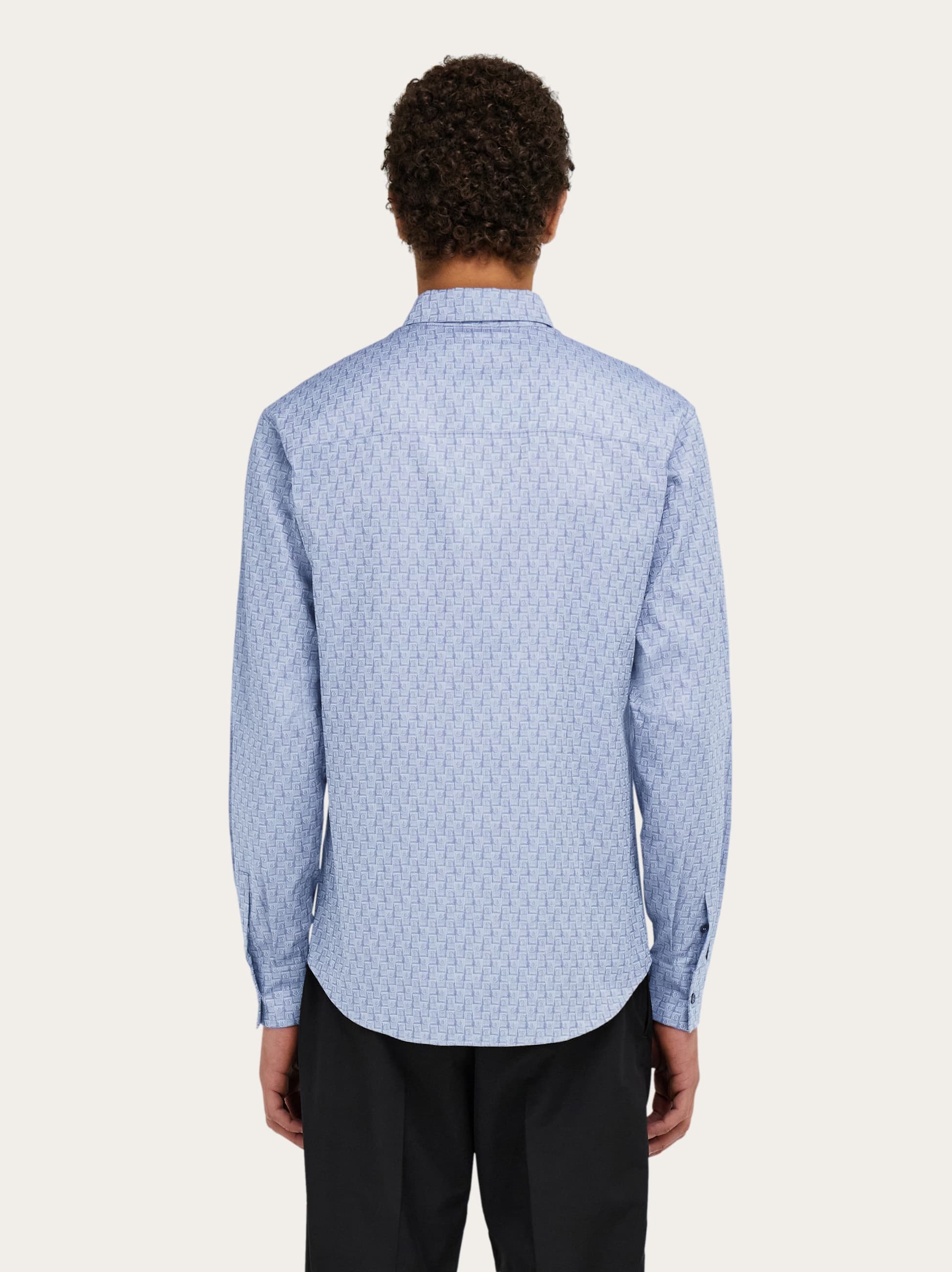  Ferragamo Men Ferragamo Monogram Shirt Blue 