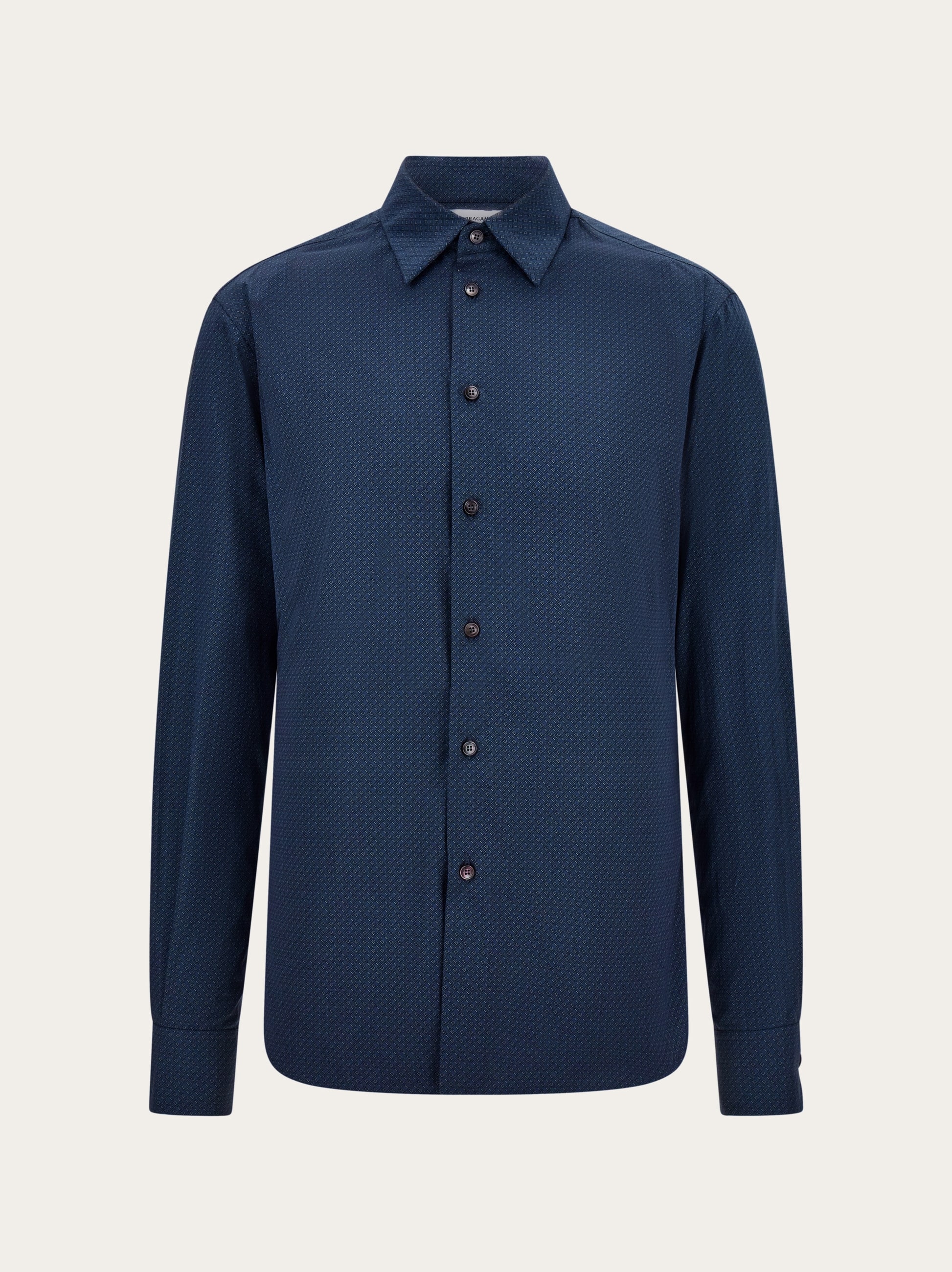 Ferragamo Men Micro-patterned shirt Black