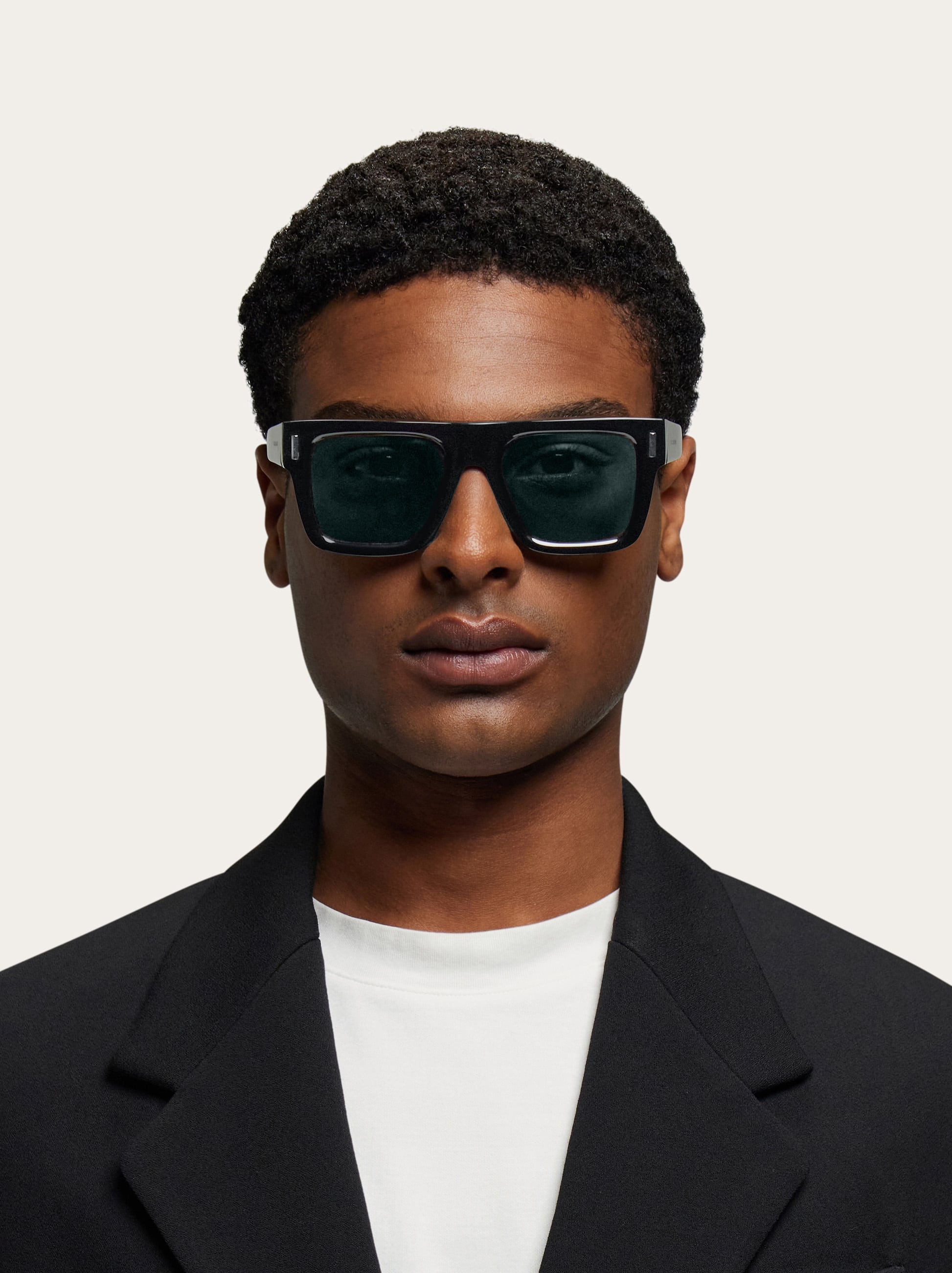  Ferragamo Men Rectangular Frame Sunglasses Black 