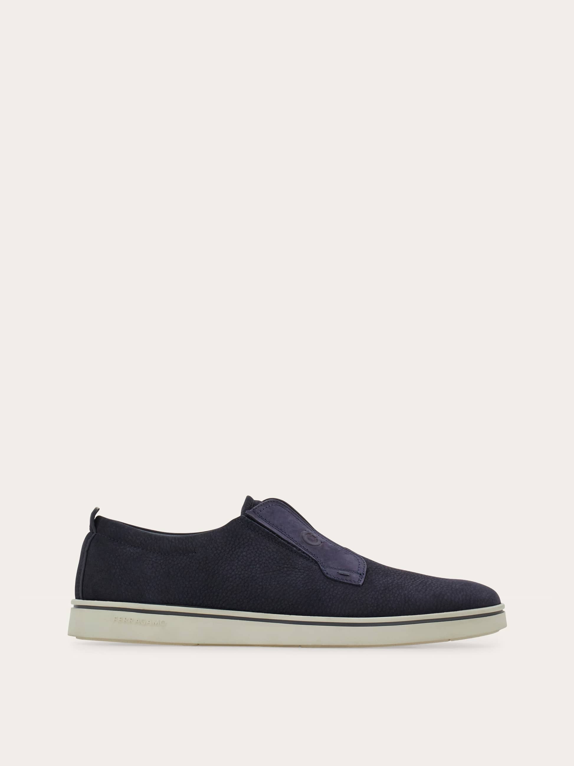 Ferragamo Navy Blue Laceless Sneakers In Blue