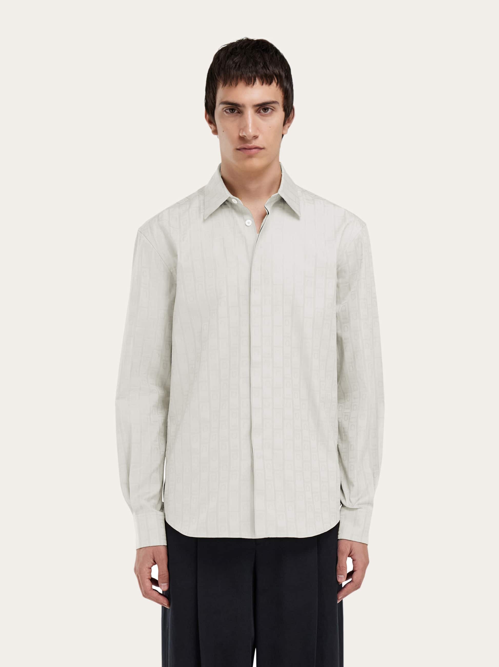  Ferragamo Herren Langärmliges Oberhemd Weiß 