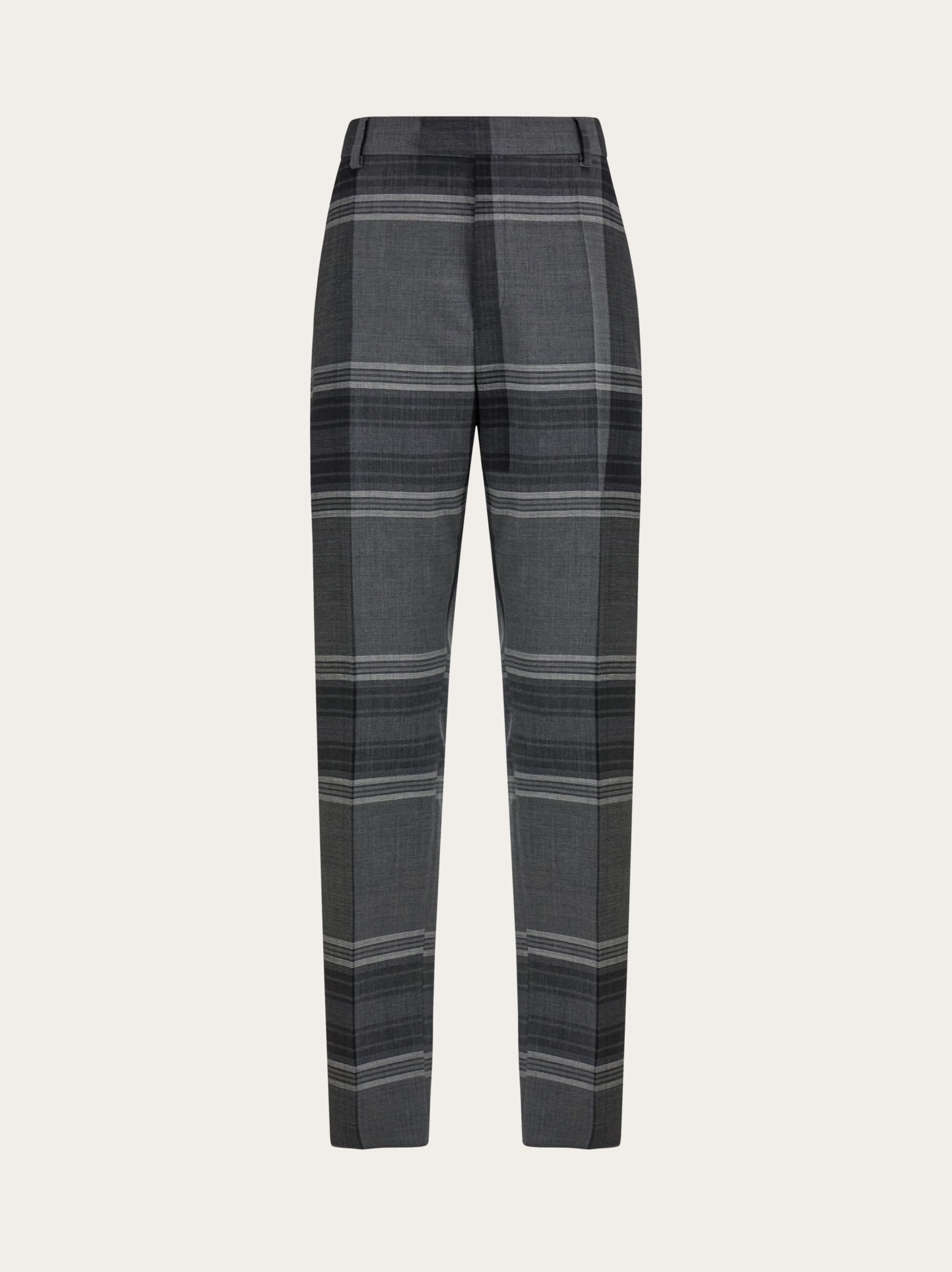 Ferragamo Checked Tailored Trousers In Gray