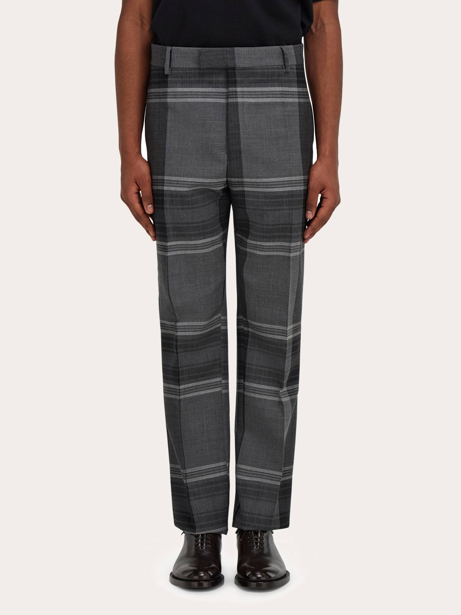 Ferragamo Checked Tailored Trousers In Gray