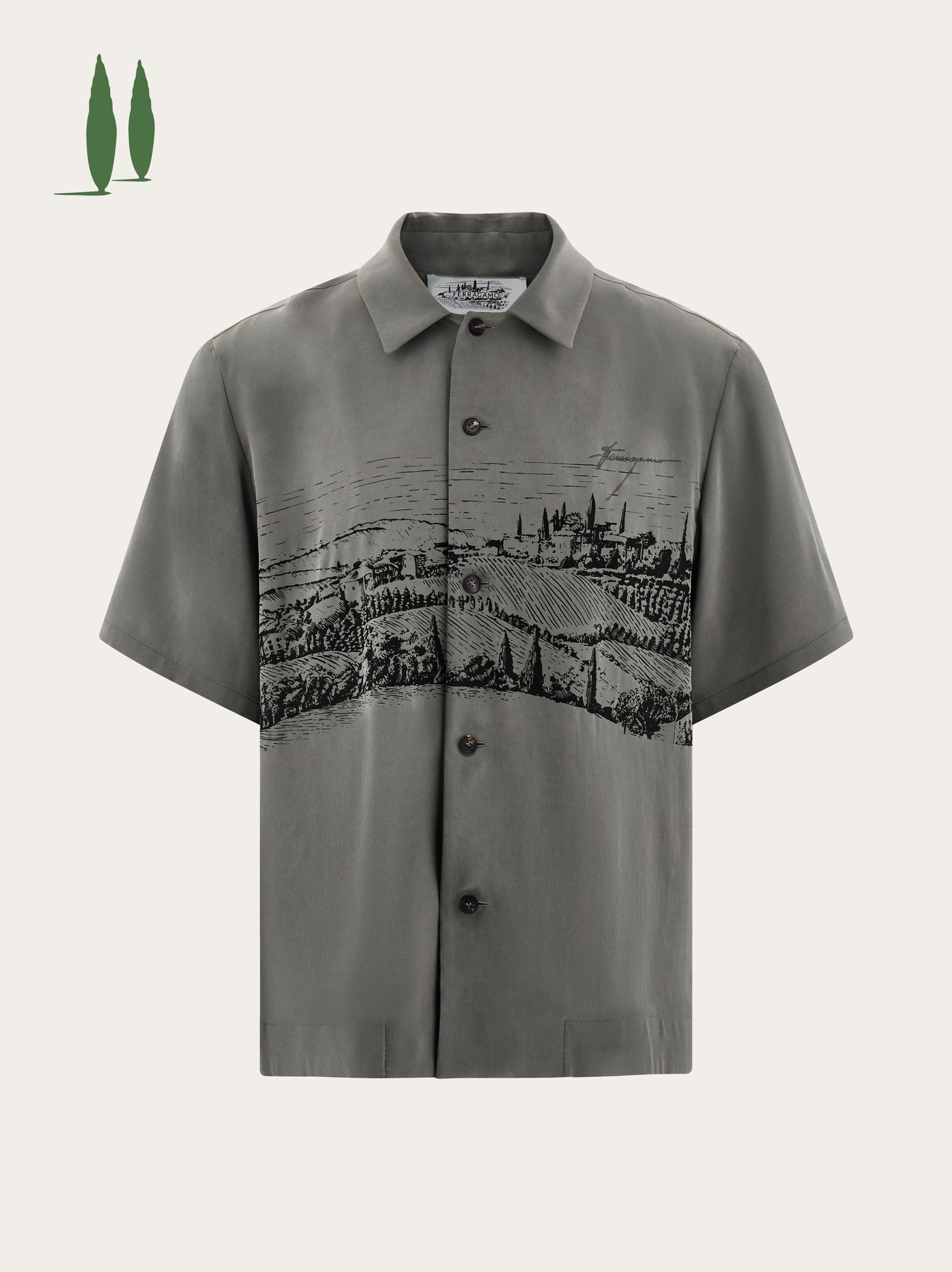 Ferragamo Printed Silk Shirt