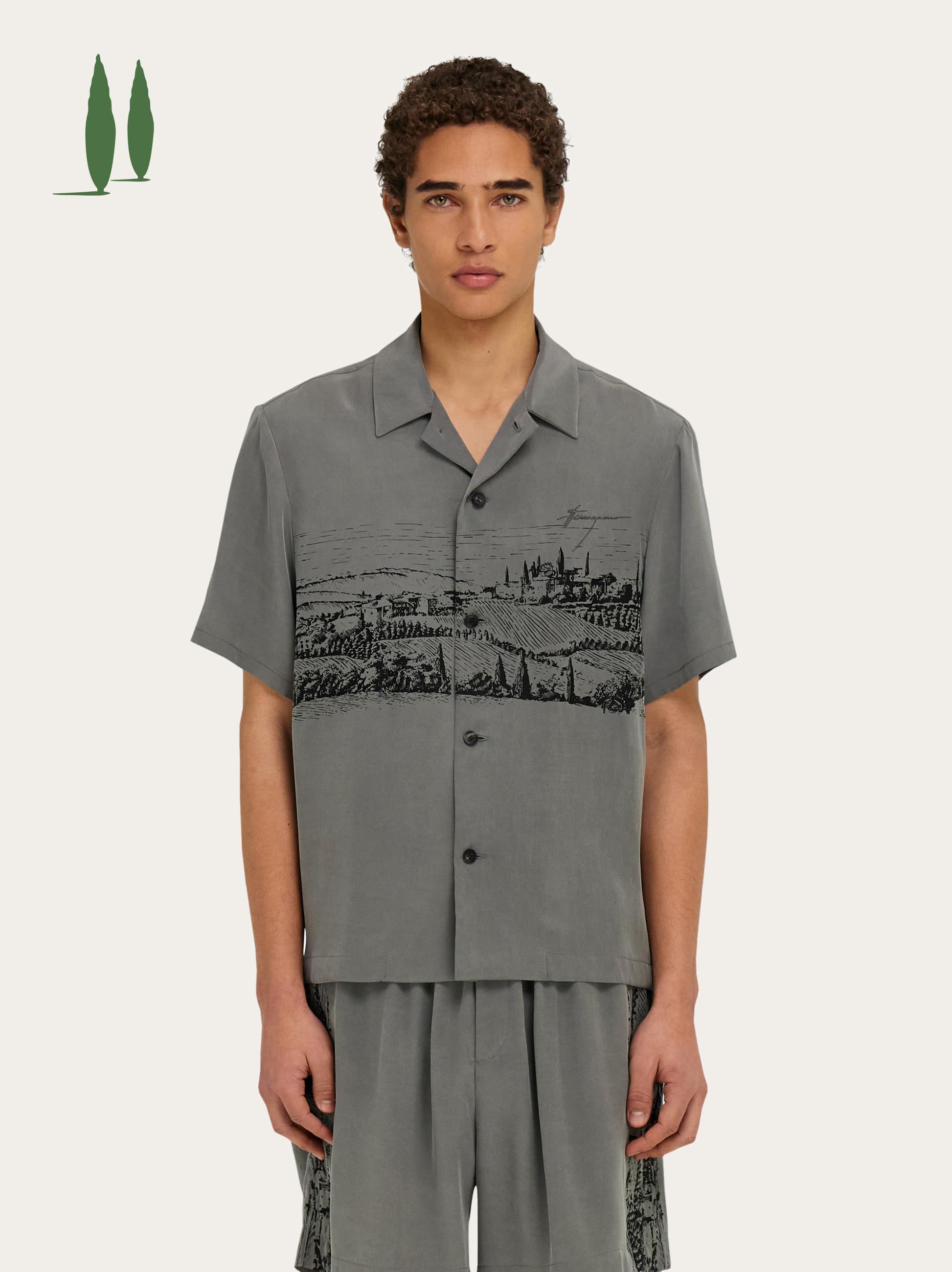 Ferragamo Printed Silk Shirt