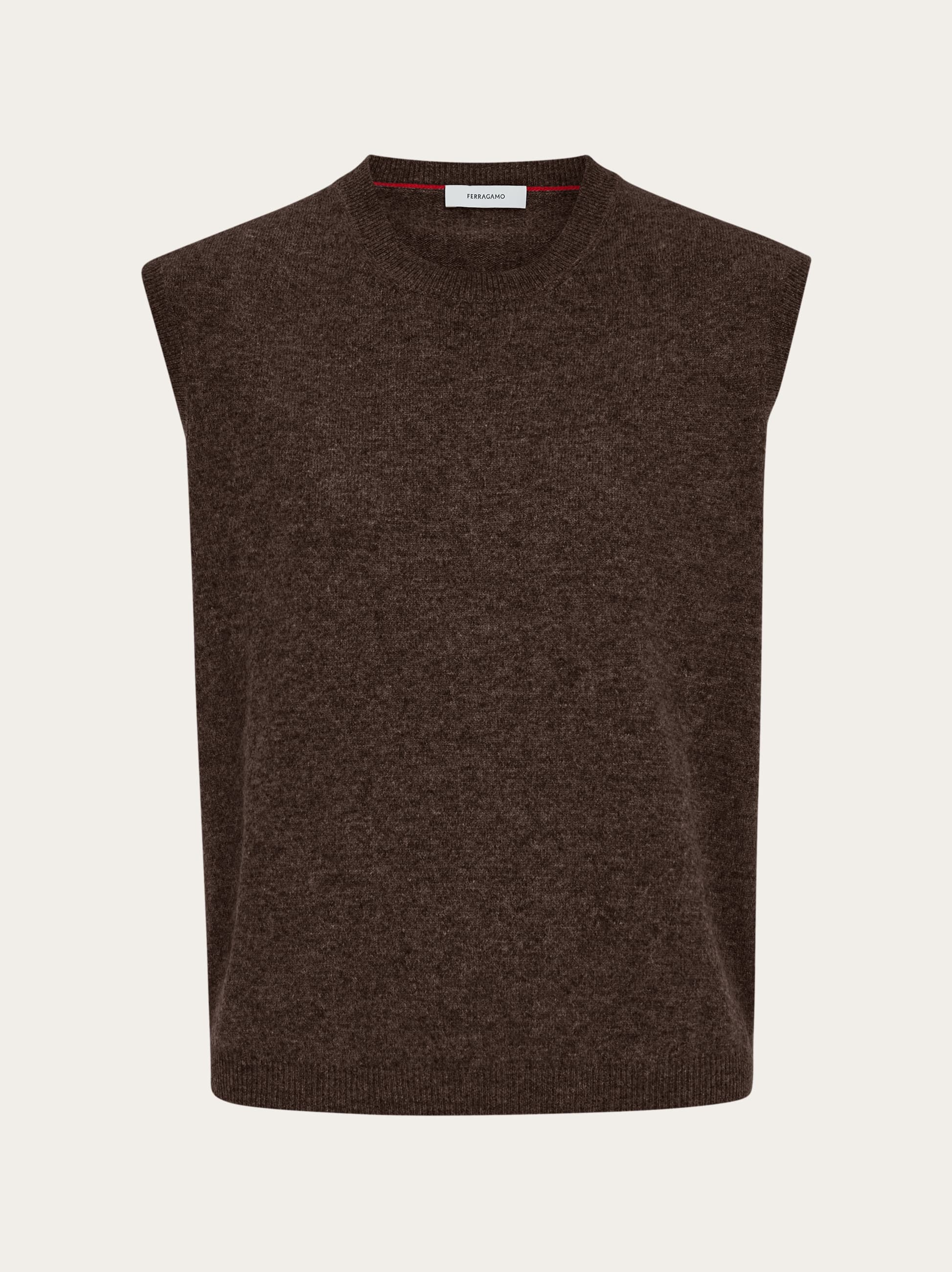 Ferragamo Donna Top smanicato in cashmere Grigio