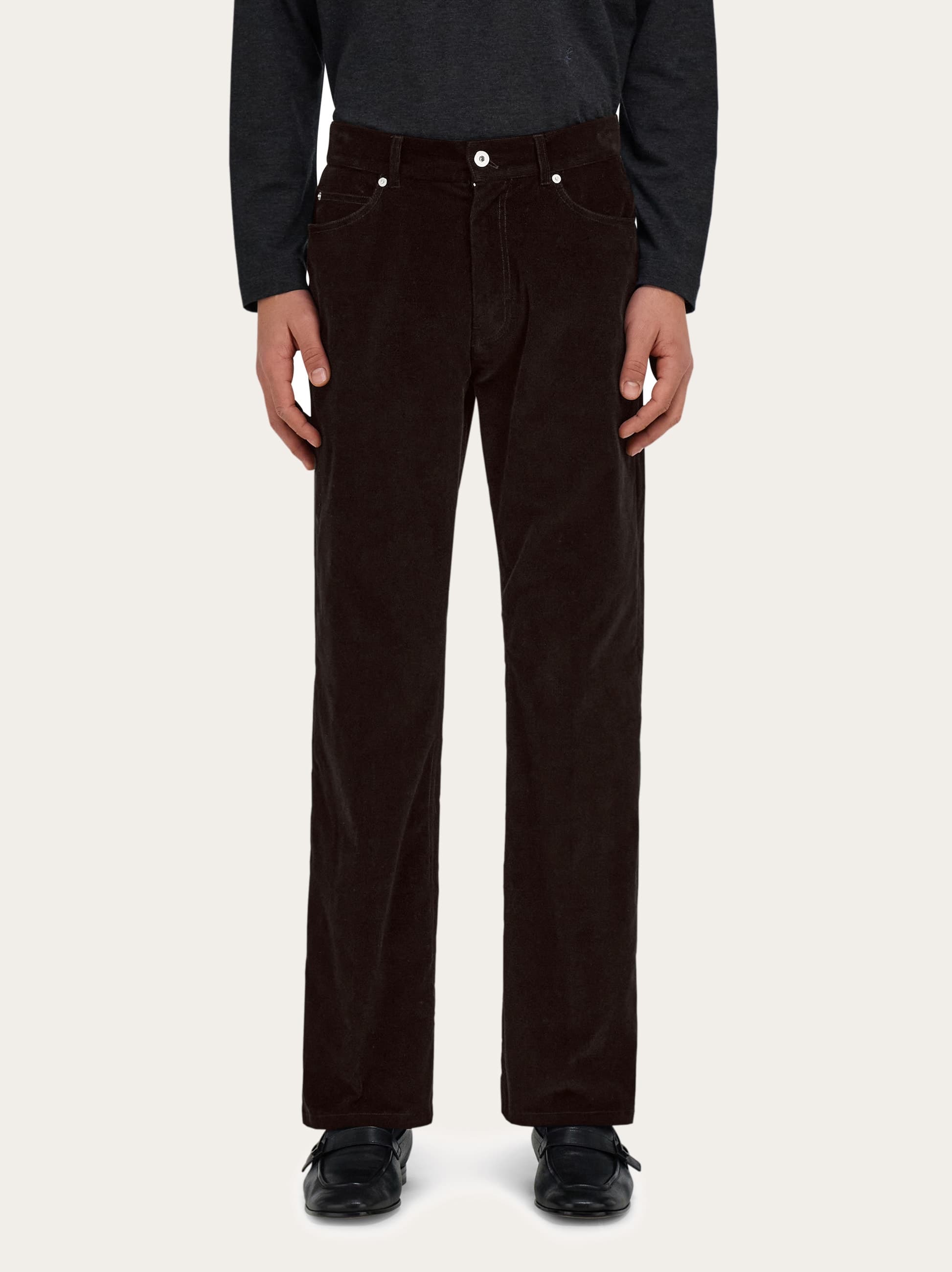 Ferragamo Corduroy Trousers In Black