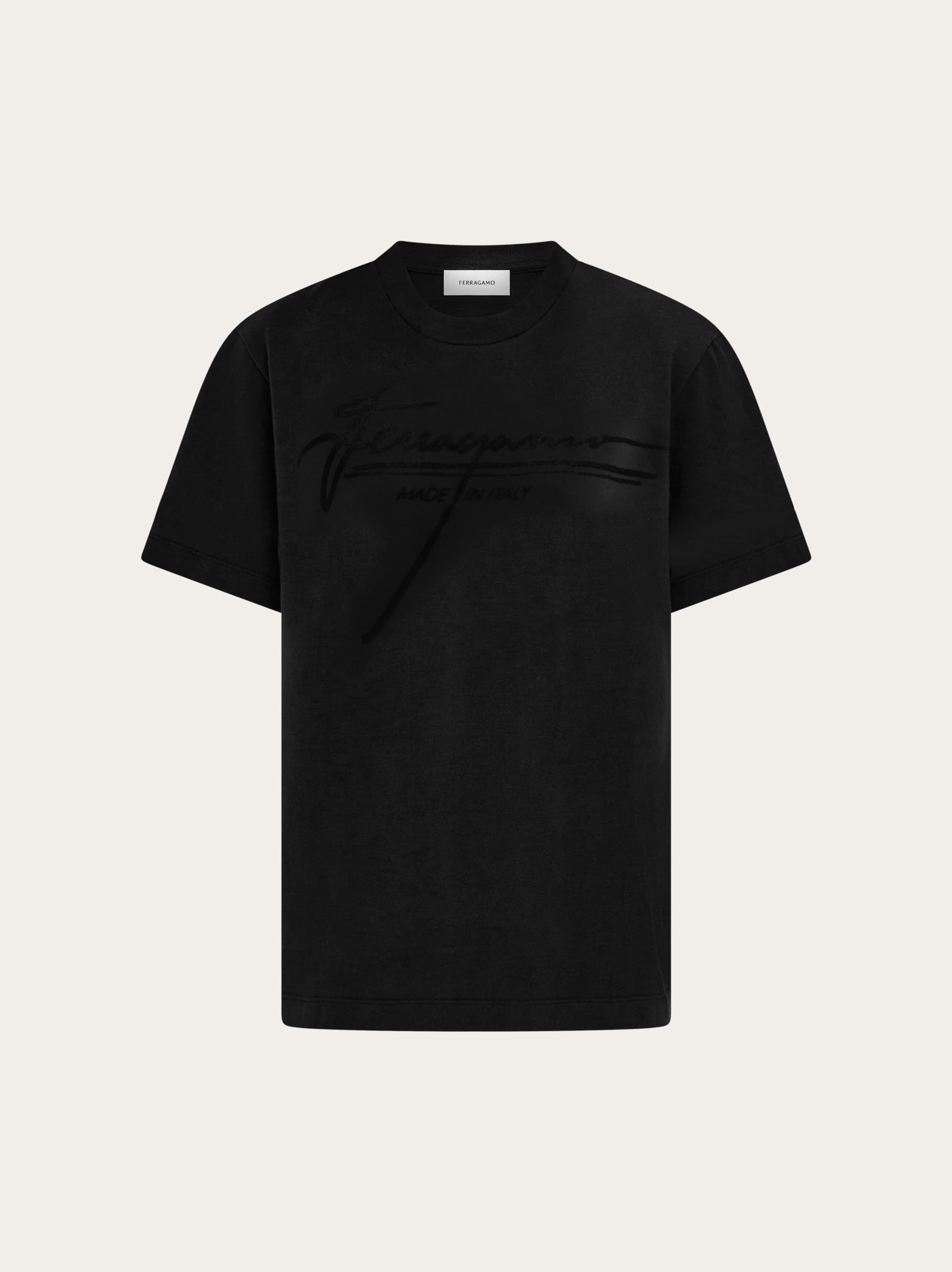 Ferragamo T-shirt With Signature Detail In Black