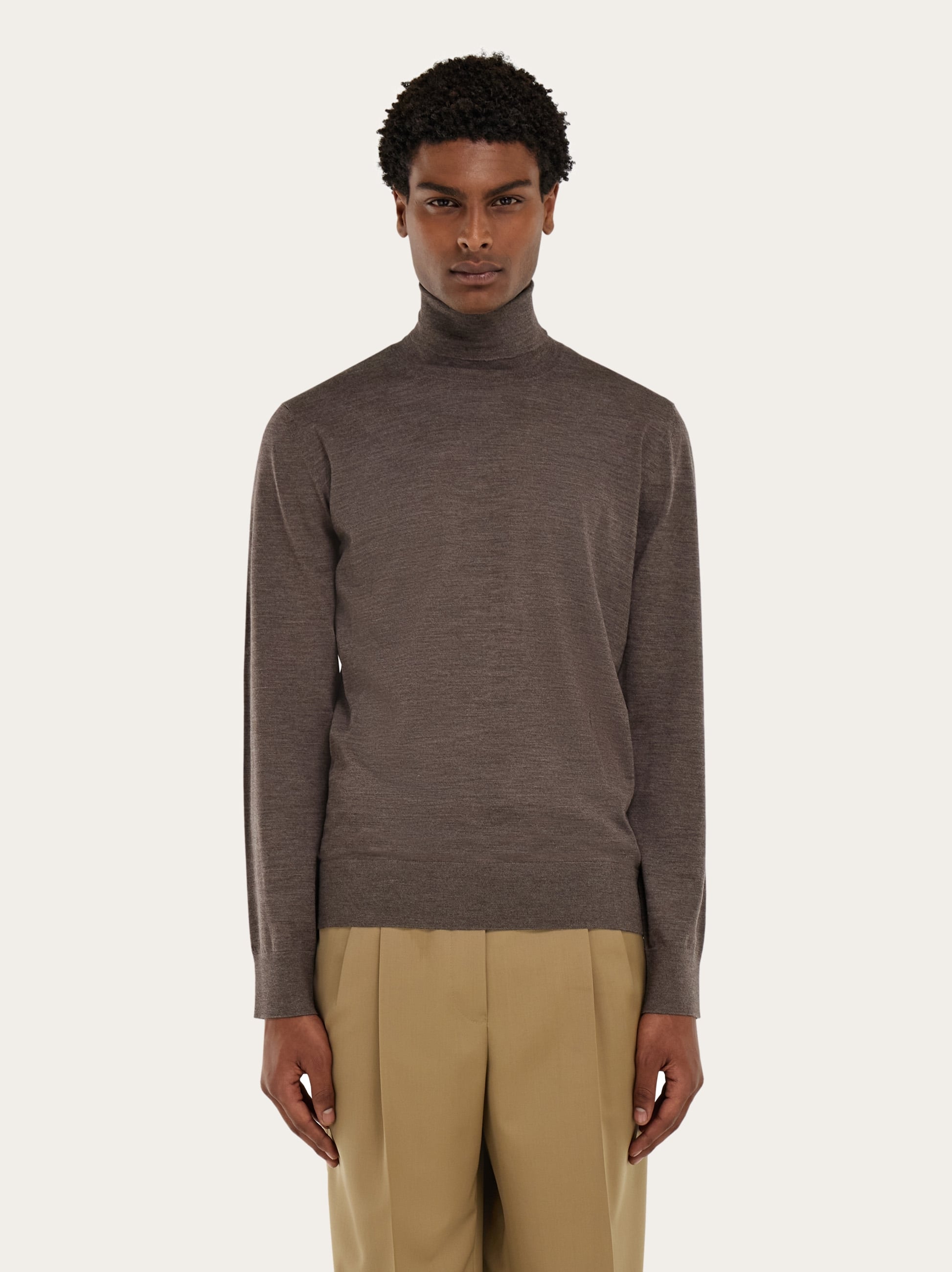  Ferragamo Men High Neck Pullover Brown 