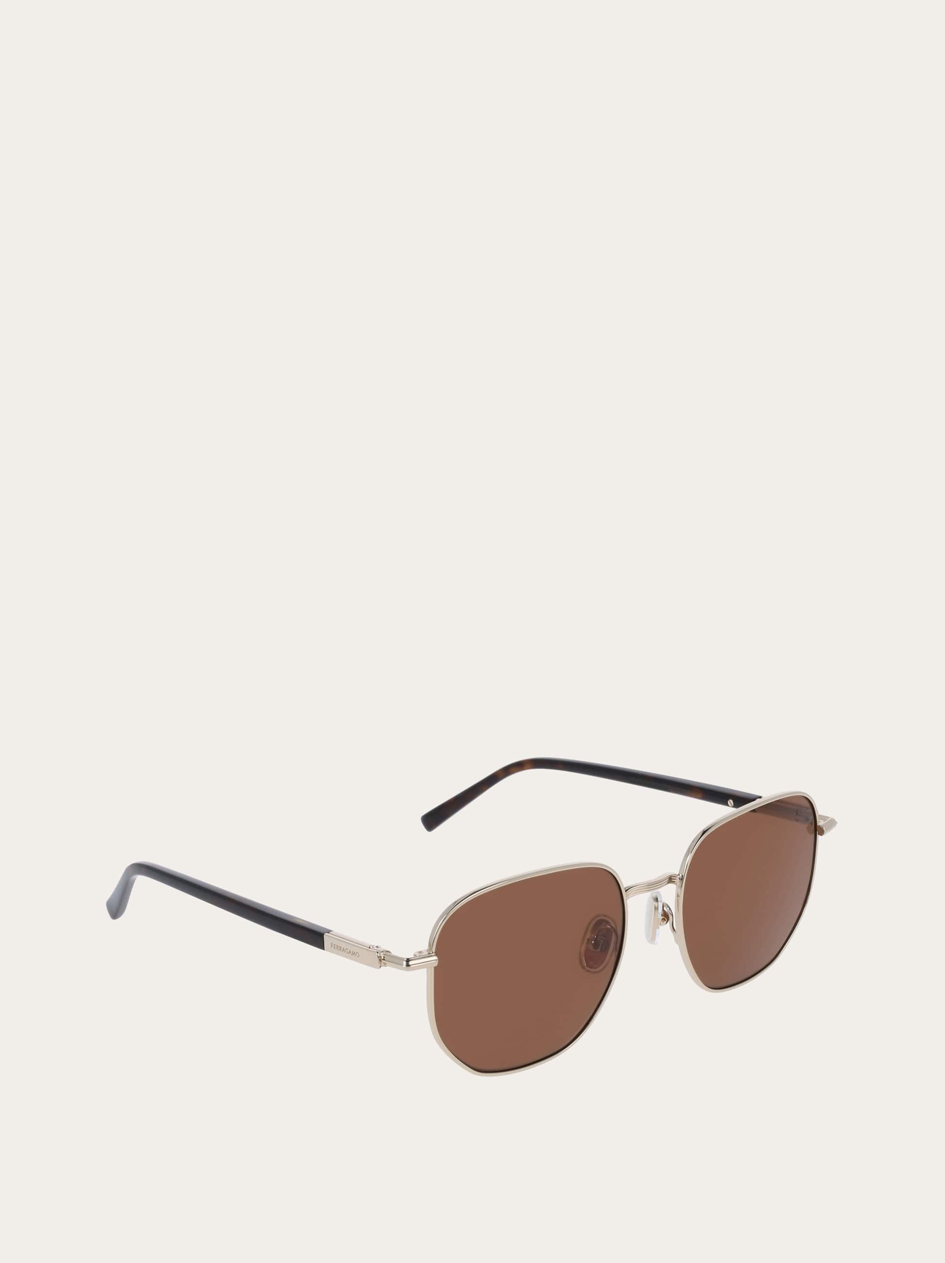  Ferragamo Men Rectangular Frame Sunglasses Gold 