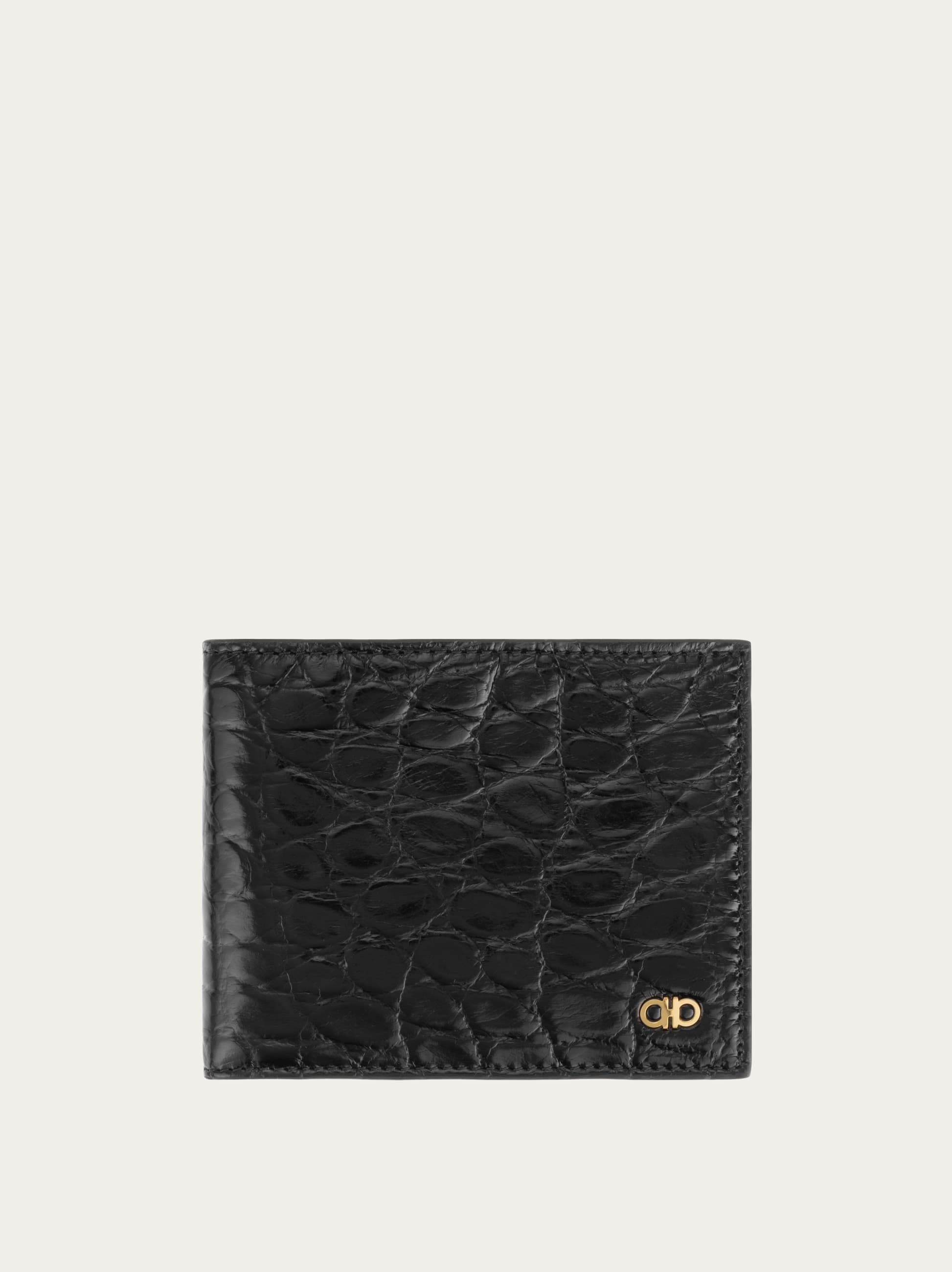 Ferragamo Alligator-leather Gancini Wallet In Black