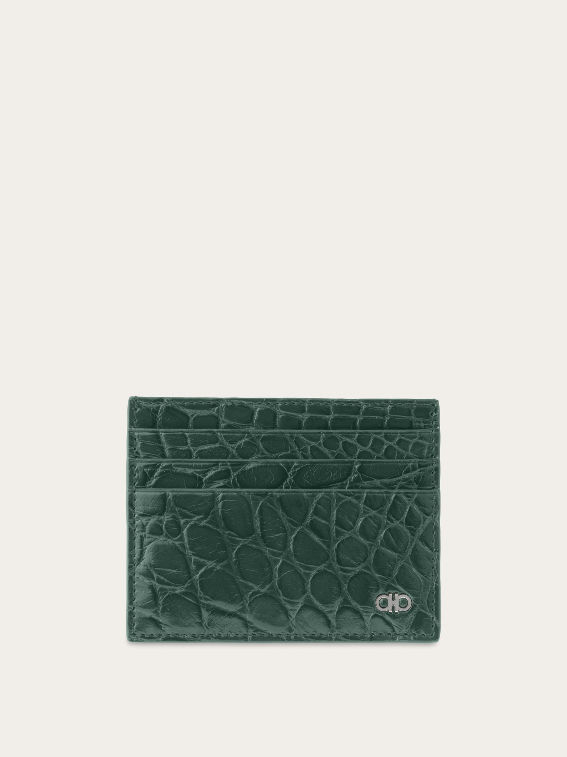Ferragamo Gancini Credit Card Holder In Green