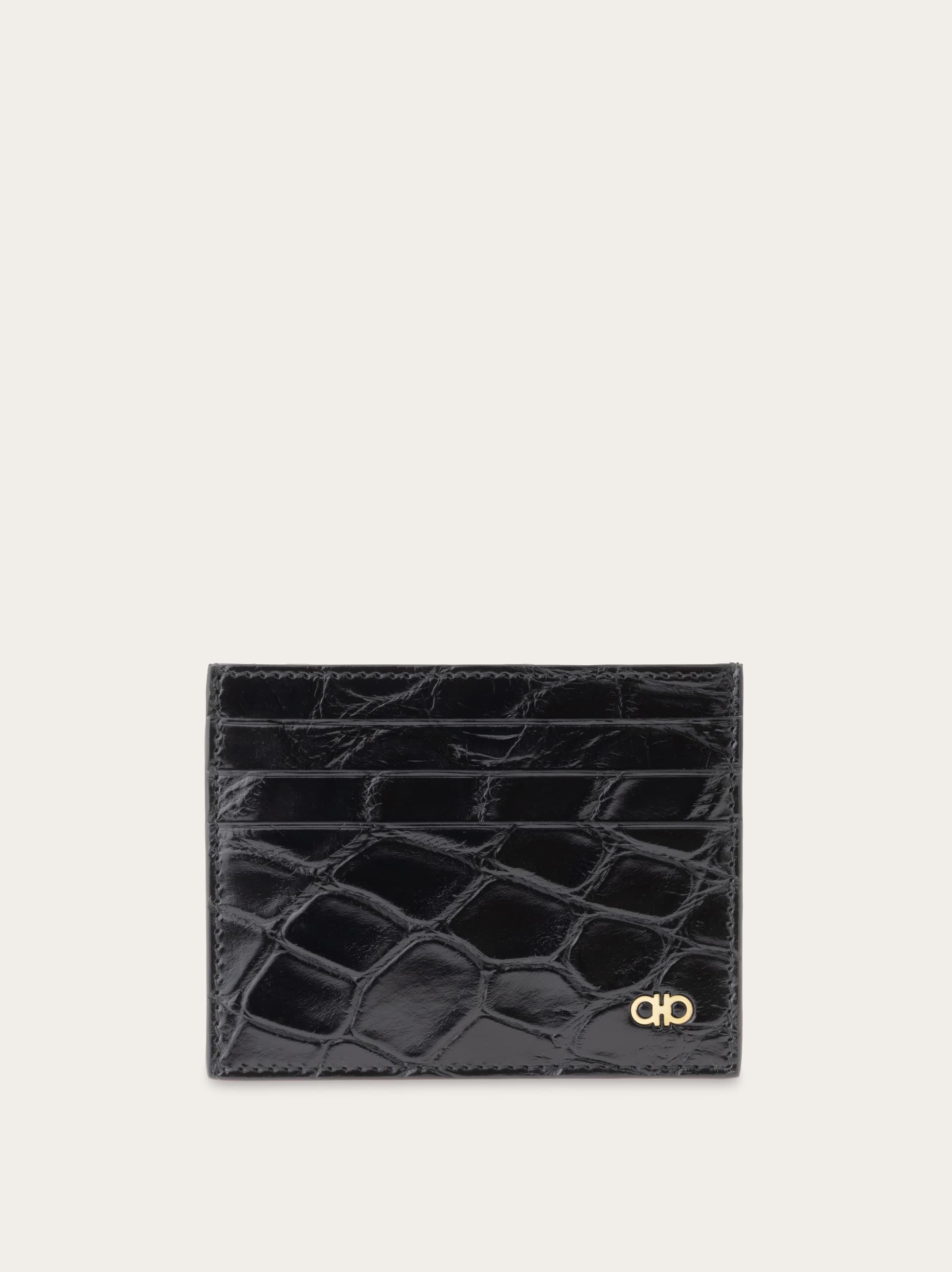 Ferragamo Gancini Credit Card Holder In Black
