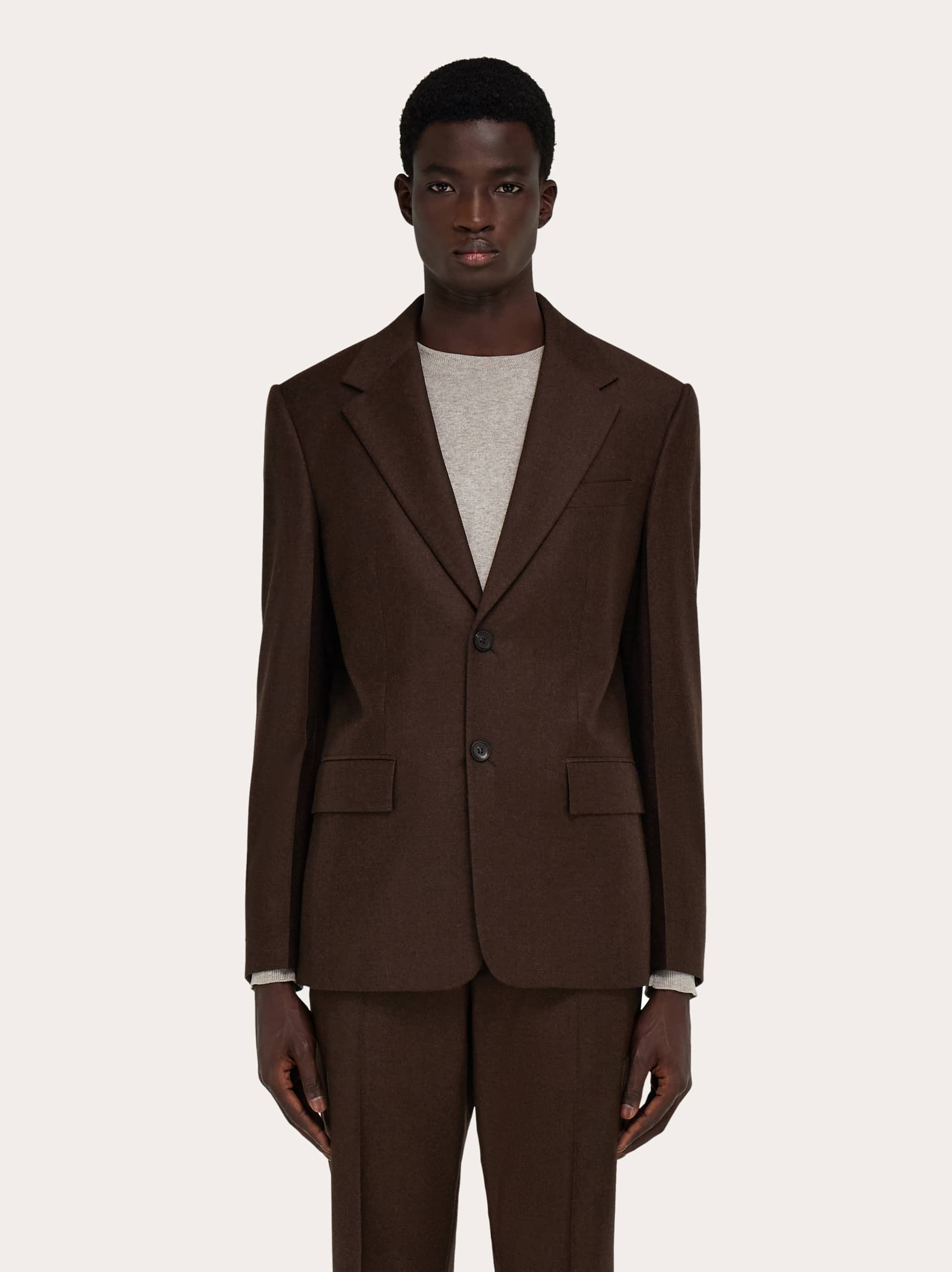 Ferragamo Uomo Blazer monopetto in flanella Marrone