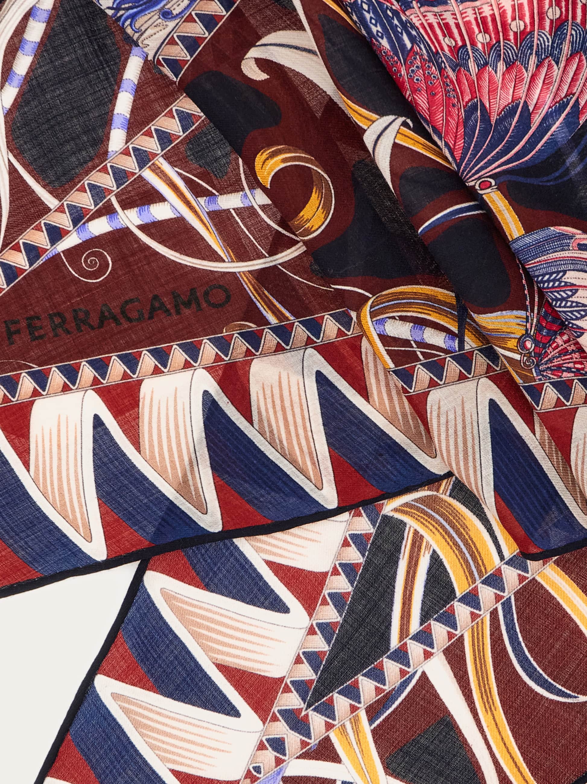  Ferragamo Damen Bandeau-tuch Mit Blumen Und Schmetterlinge-print Blau 