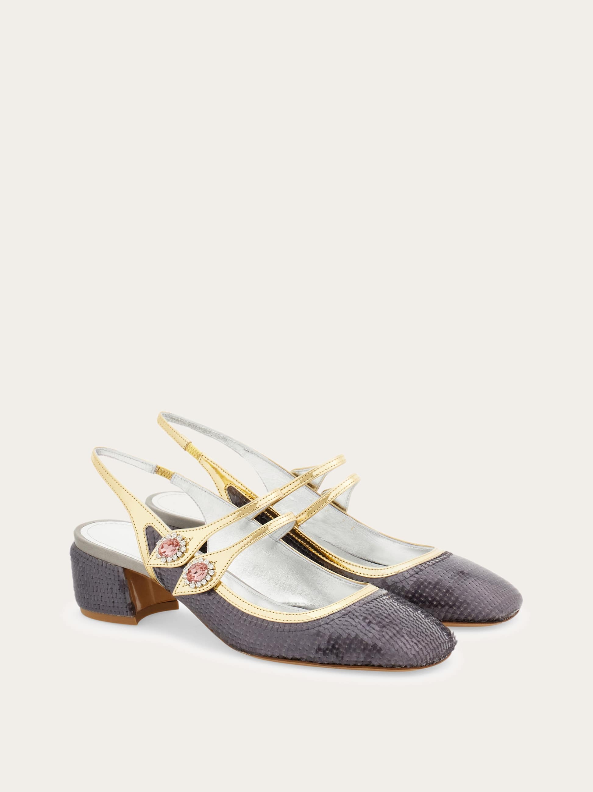  Ferragamo Damen Slingback Mit Kristallen Silber Größe 36 