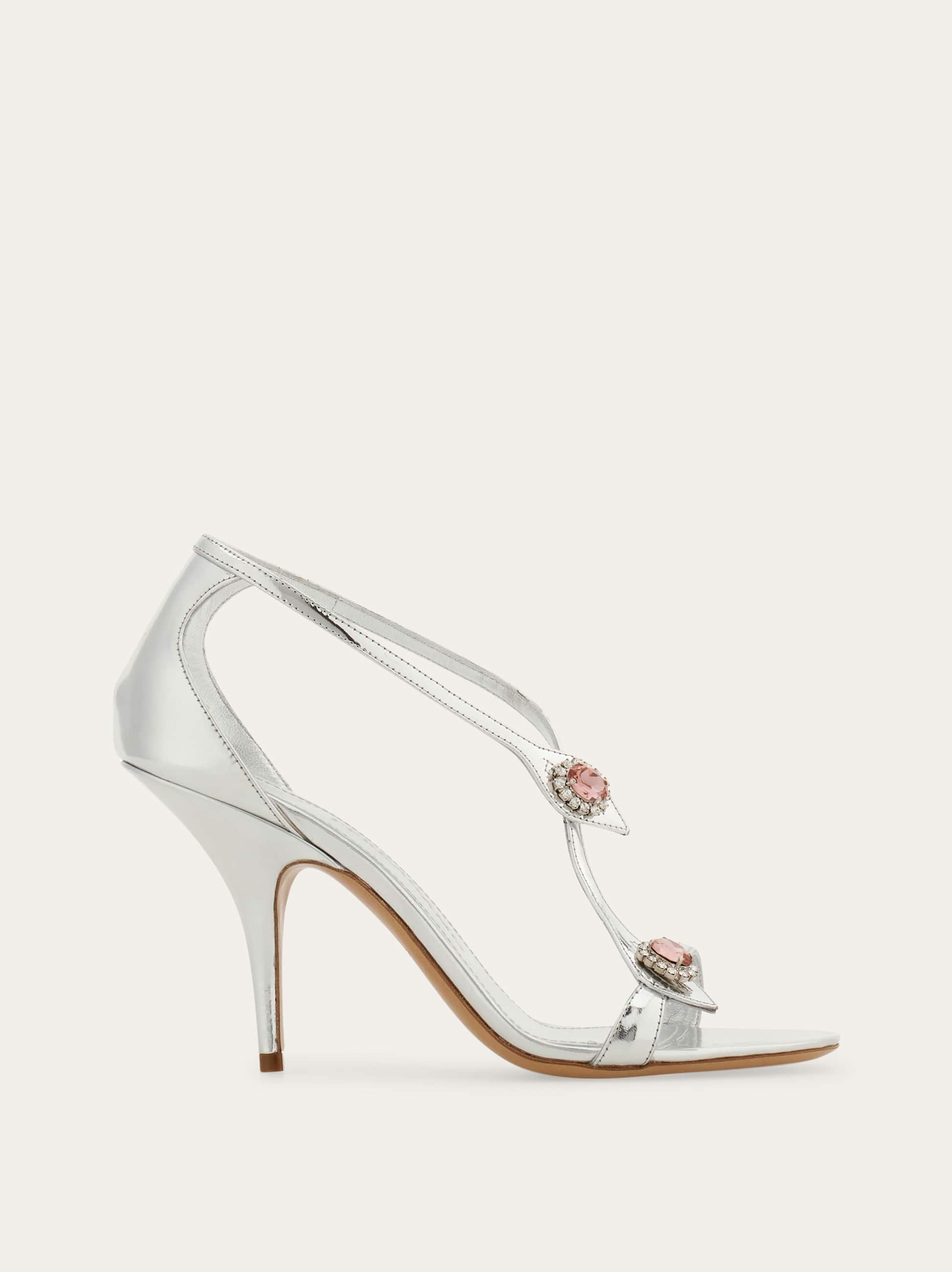Ferragamo Crystal Embellished Sandal In Silver