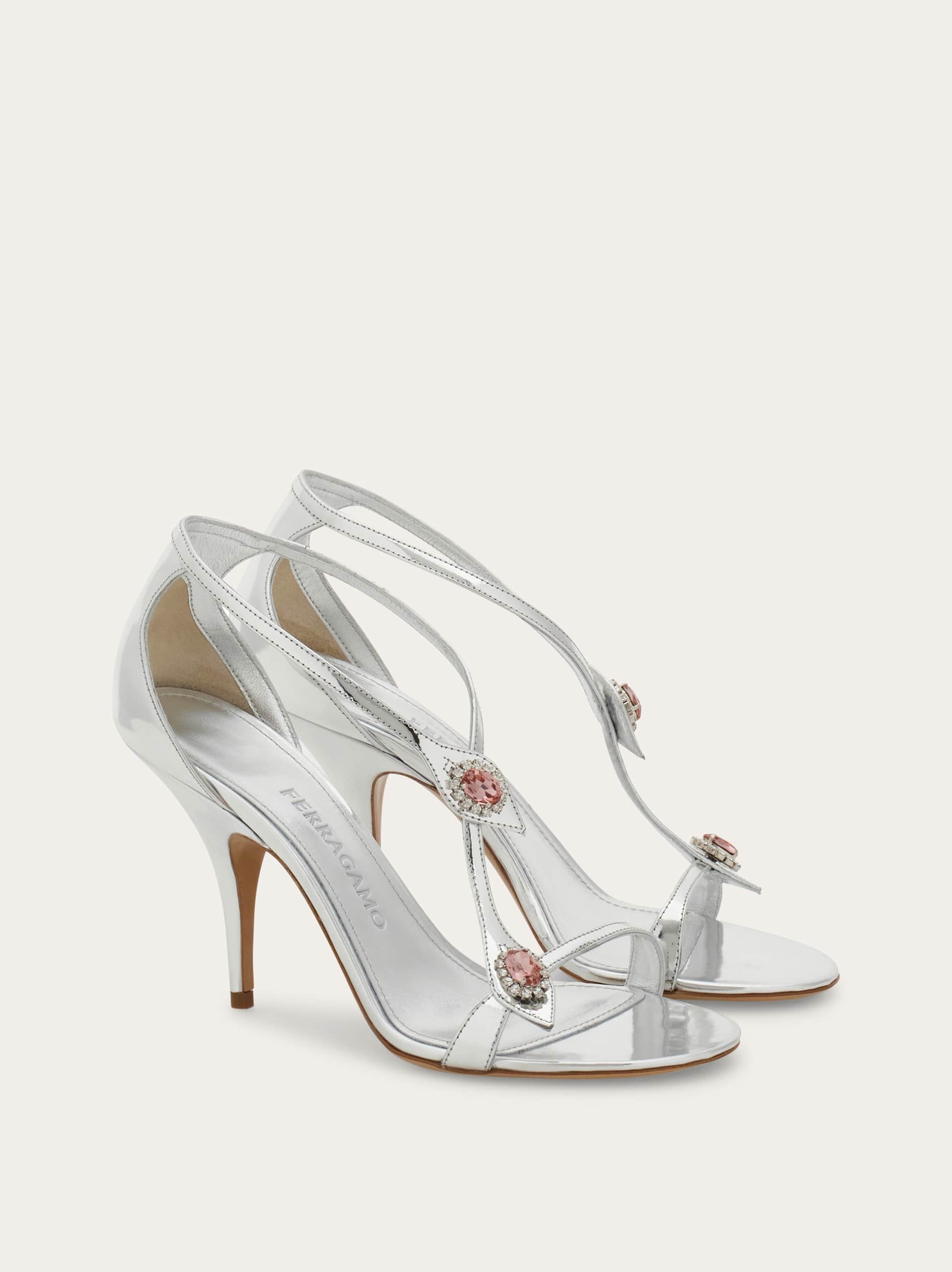 Ferragamo Crystal Embellished Sandal In Silver