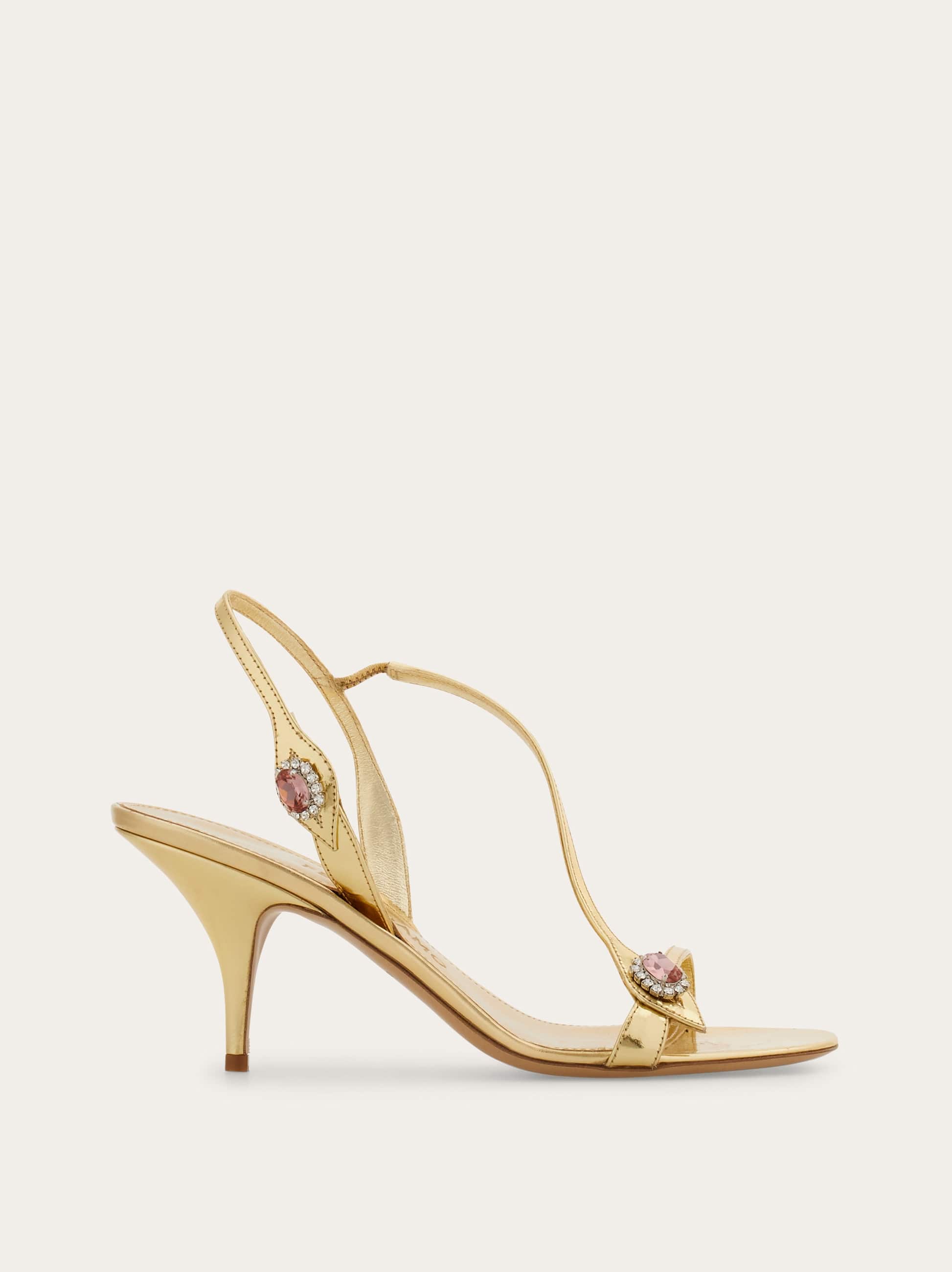 Ferragamo Crystal Embellished Sandal In Gold