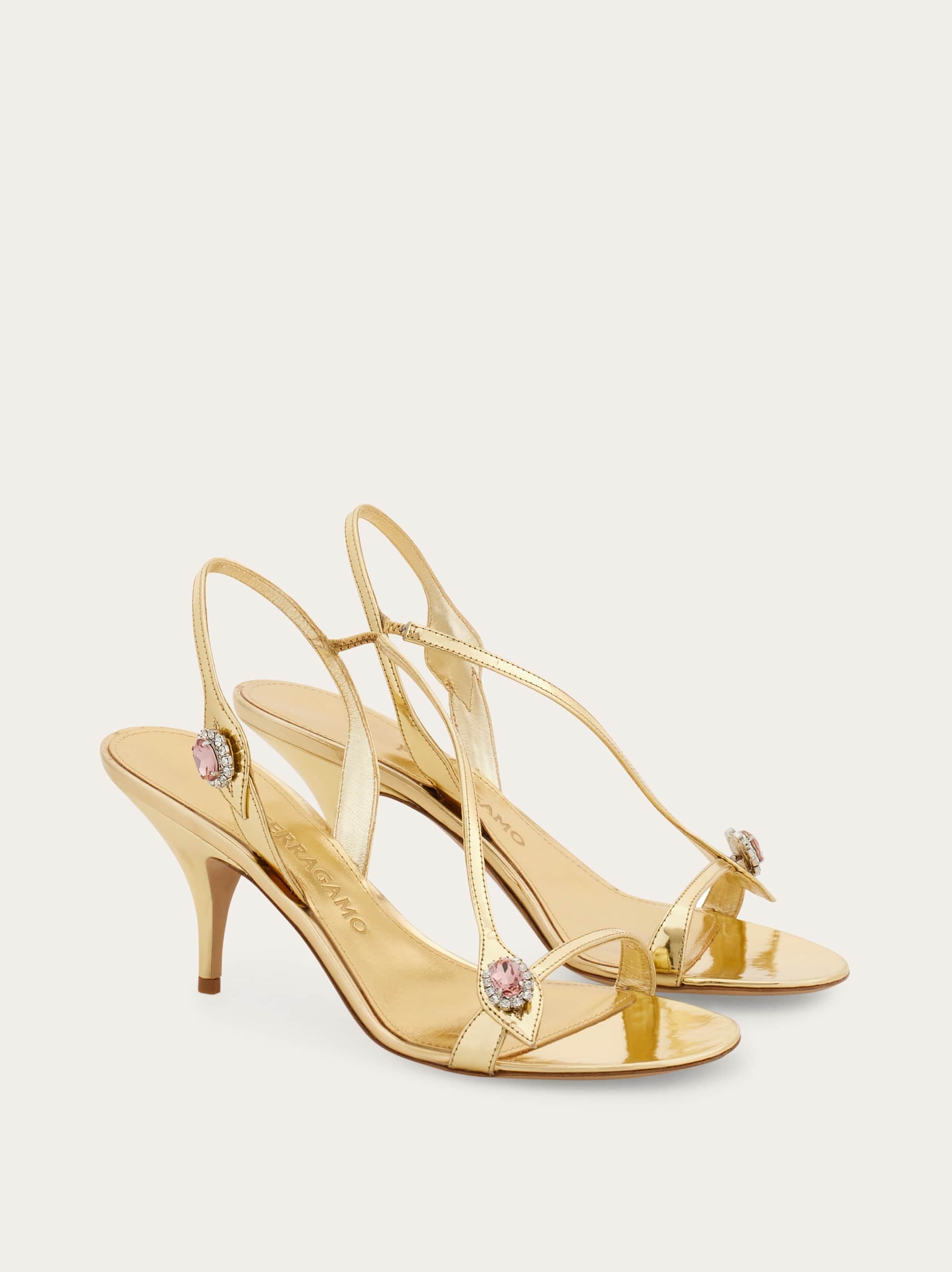 Ferragamo Sibilla 70 Crystal Embellished Sandals In Gold