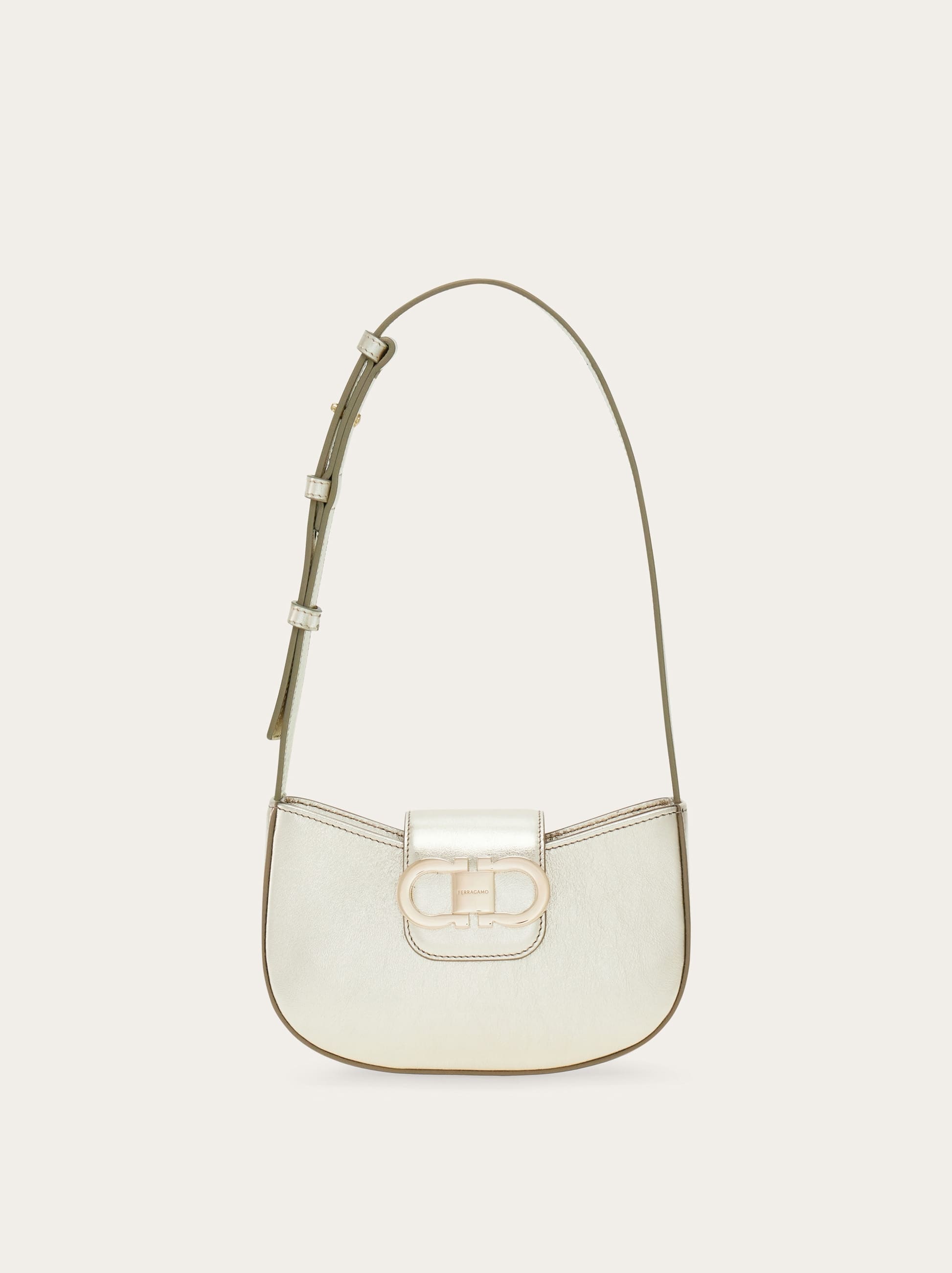 Ferragamo Double Gancini Mini Bag In Neutral