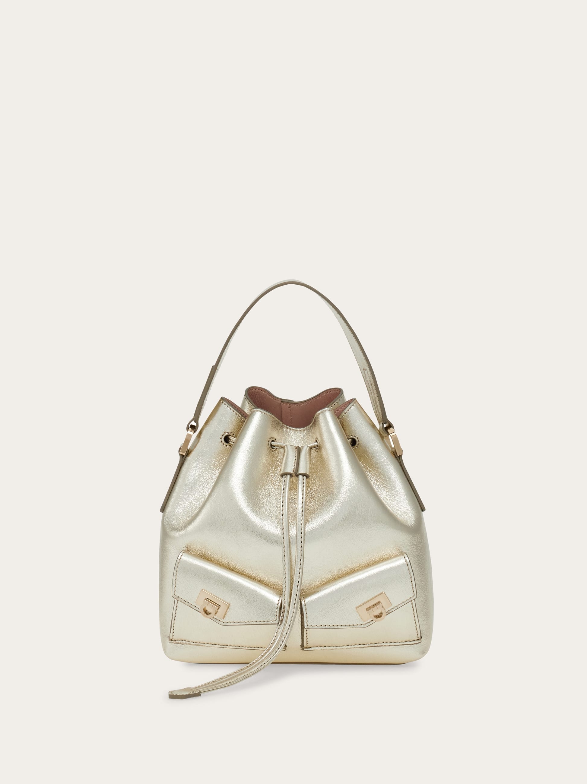 Ferragamo Multipocket Bucket Bag In Gold
