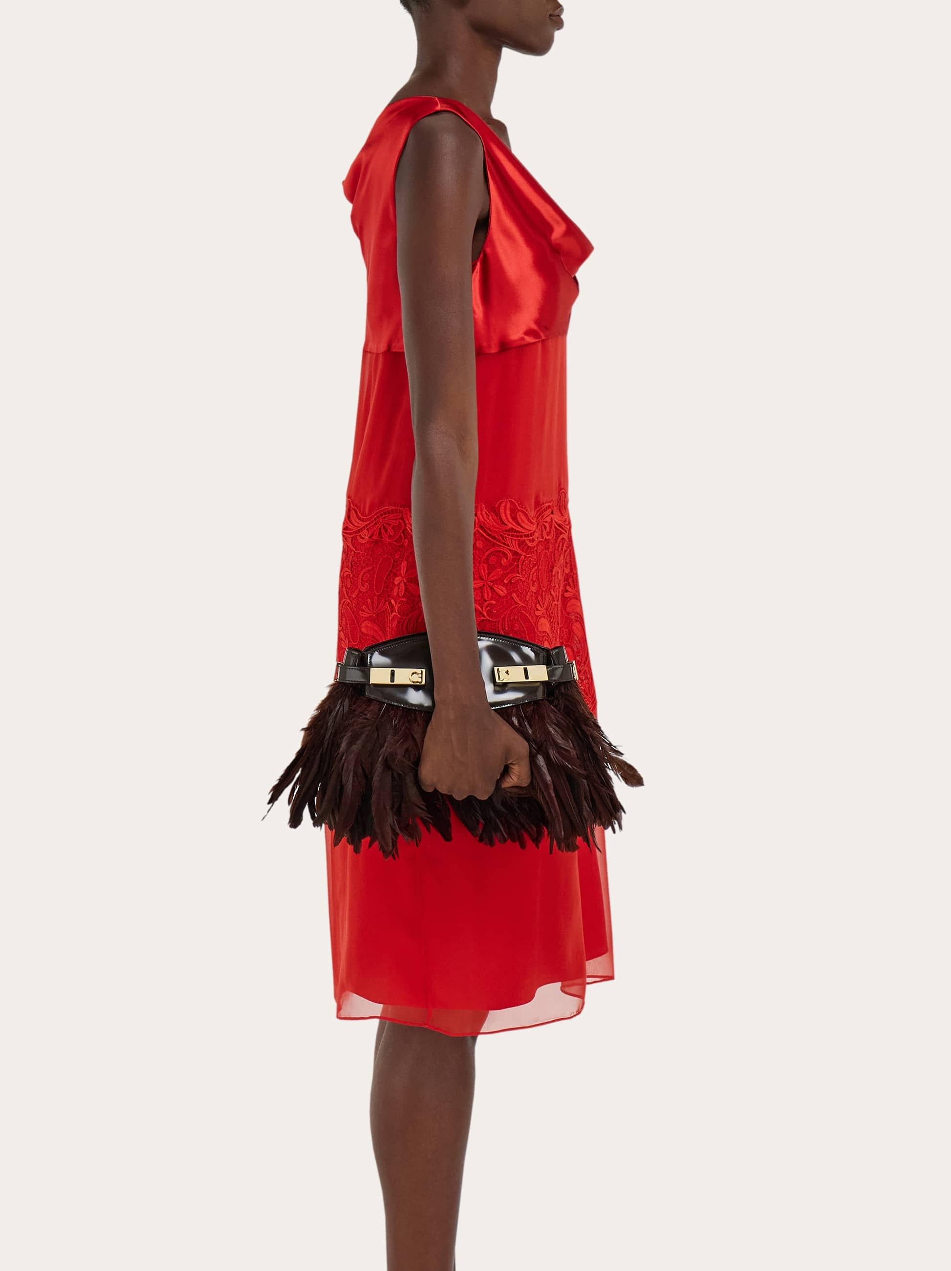 Ferragamo Hug Soft Crossbody Bag With Feathers (xs) In Brown