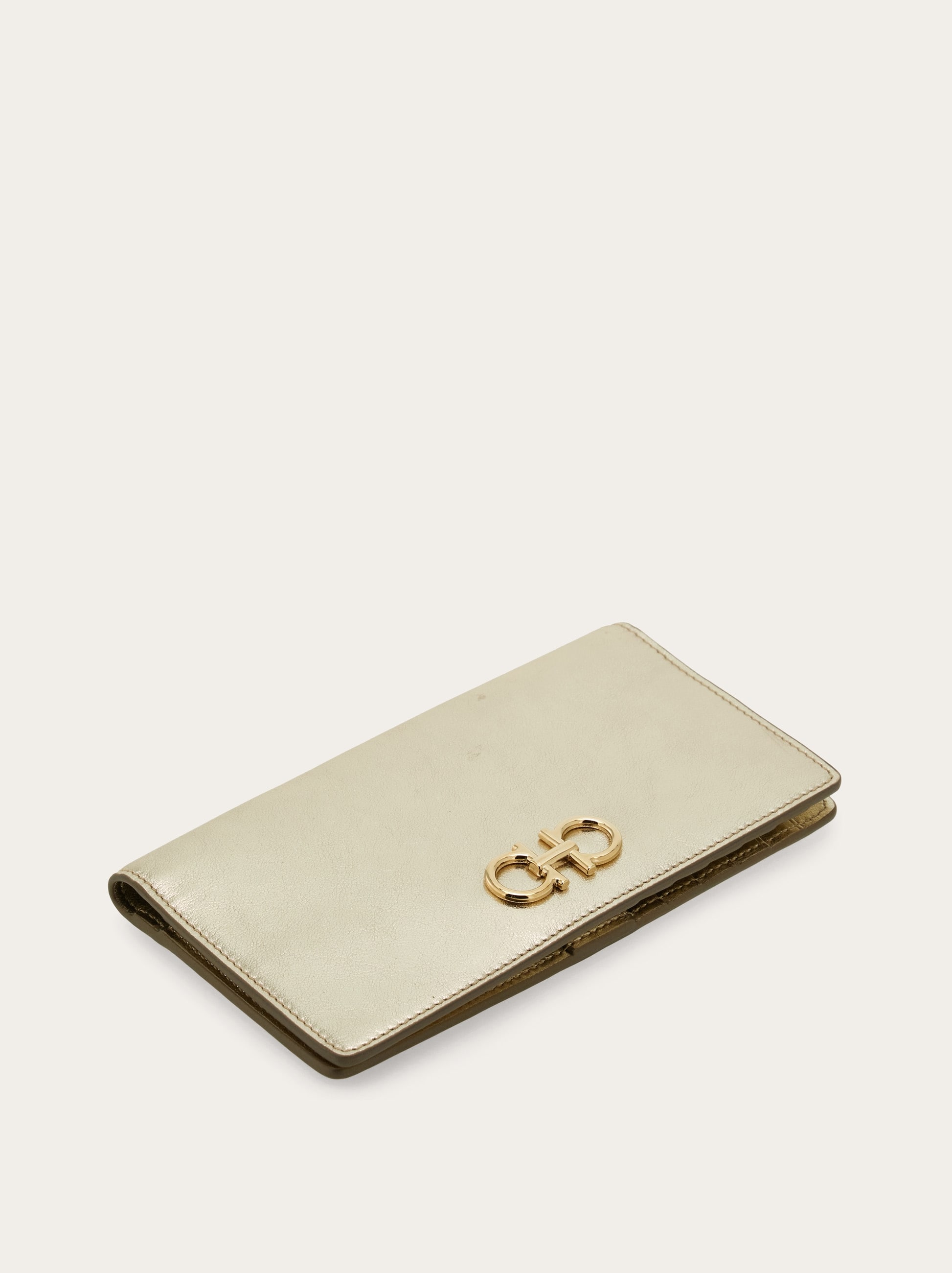 Ferragamo Gancini Continental Wallet In Neutral