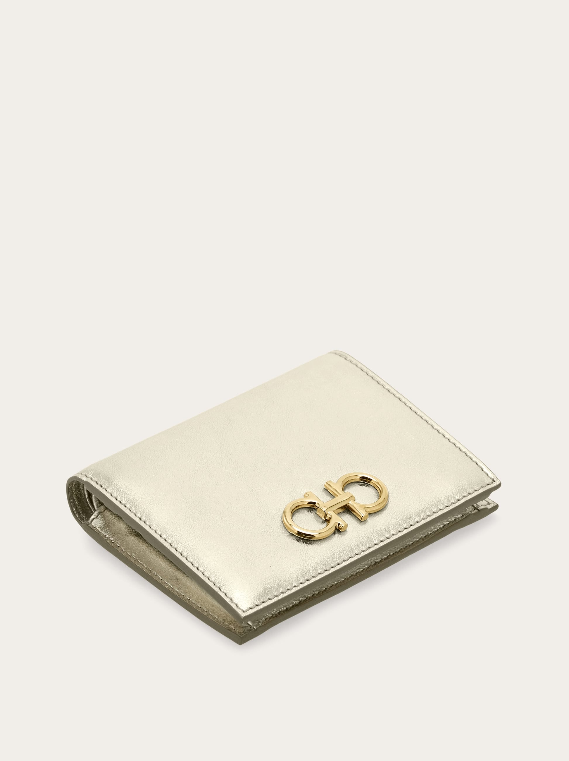 Ferragamo Gancini Compact Wallet In Neutral