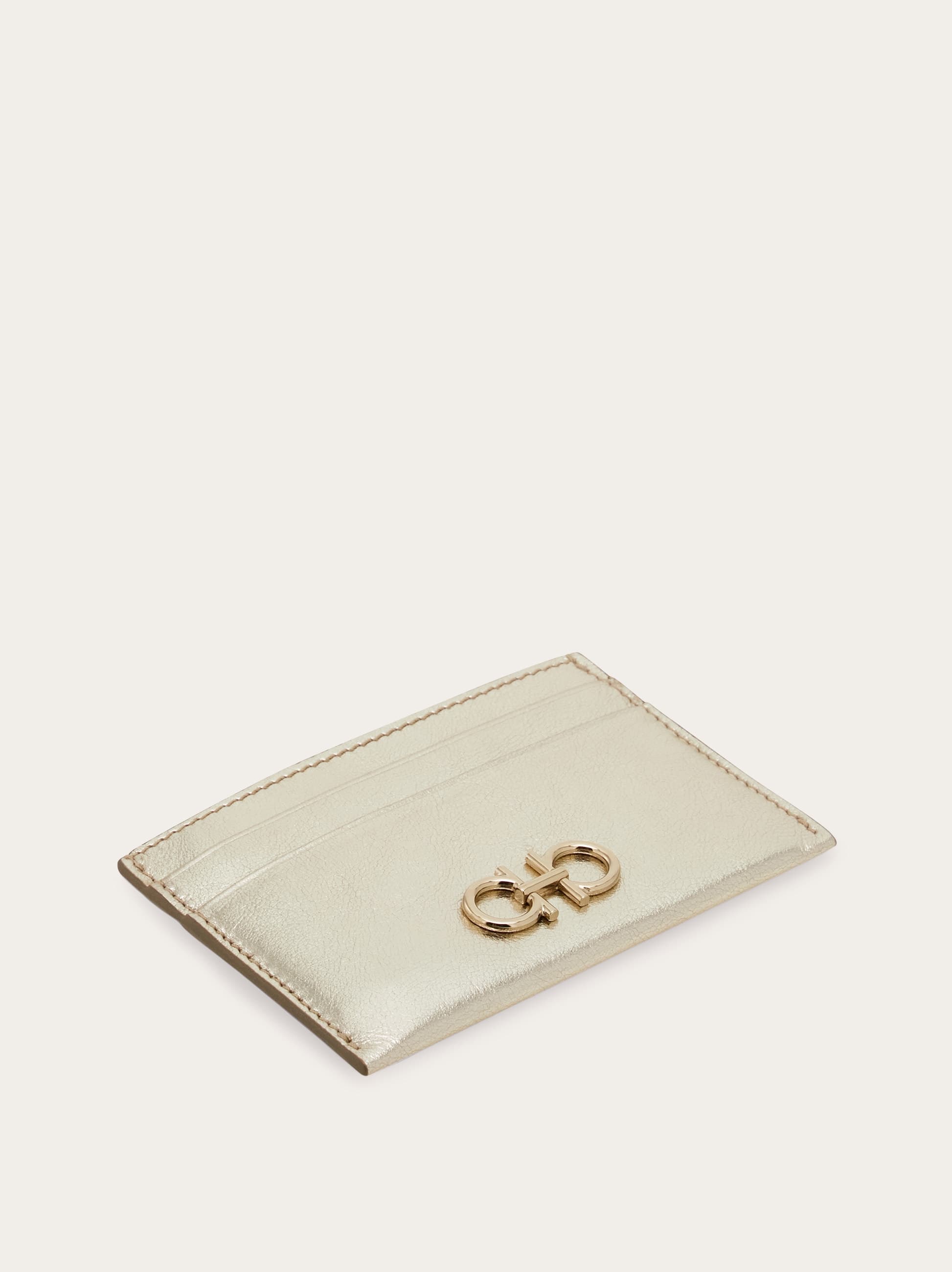  Ferragamo Damen Gancini Kreditkartenetui Gold 
