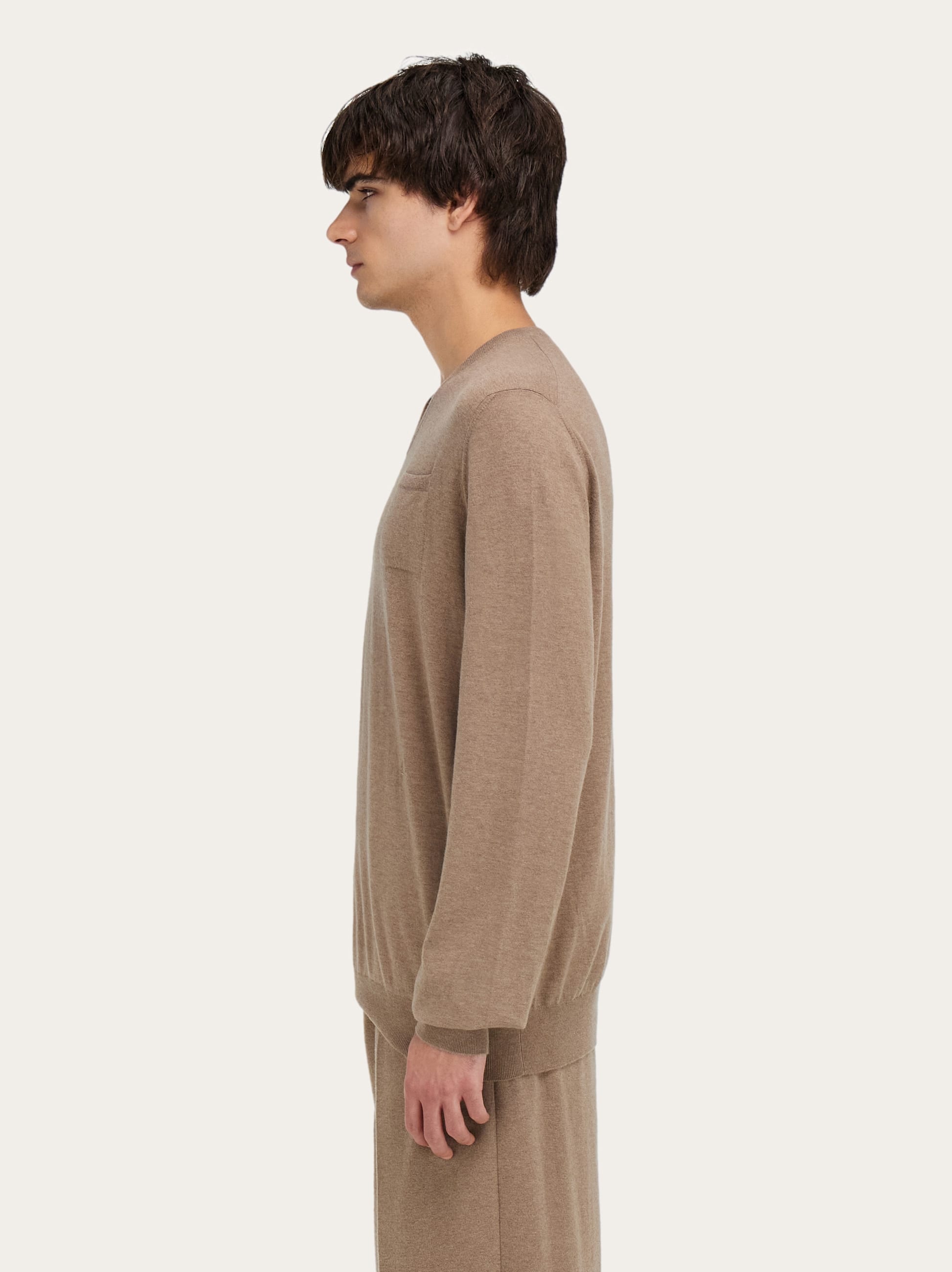  Ferragamo Herren Pullover Mit Brusttasche Beige 