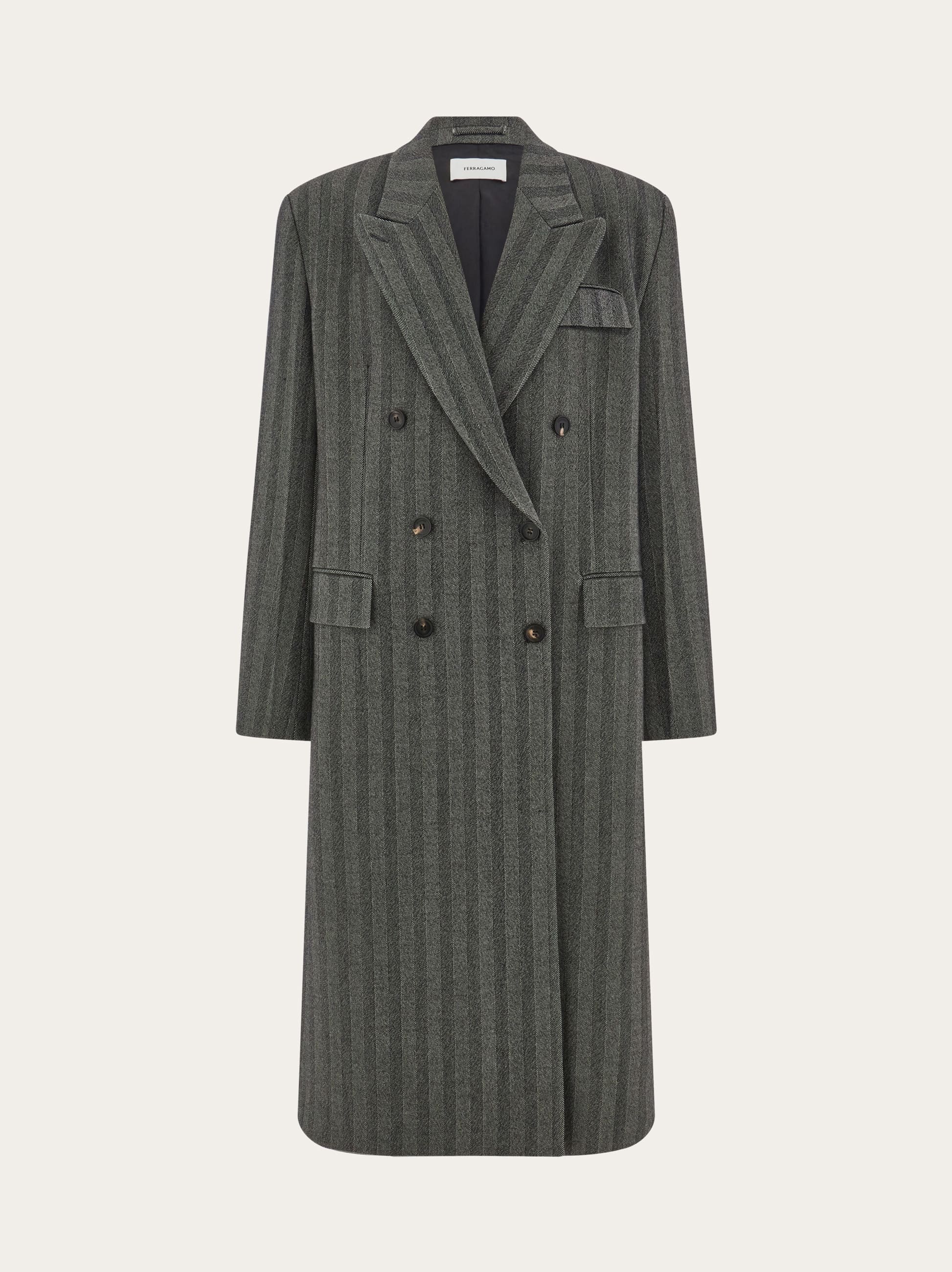 Ferragamo Donna Cappotto oversize in chevron Nero