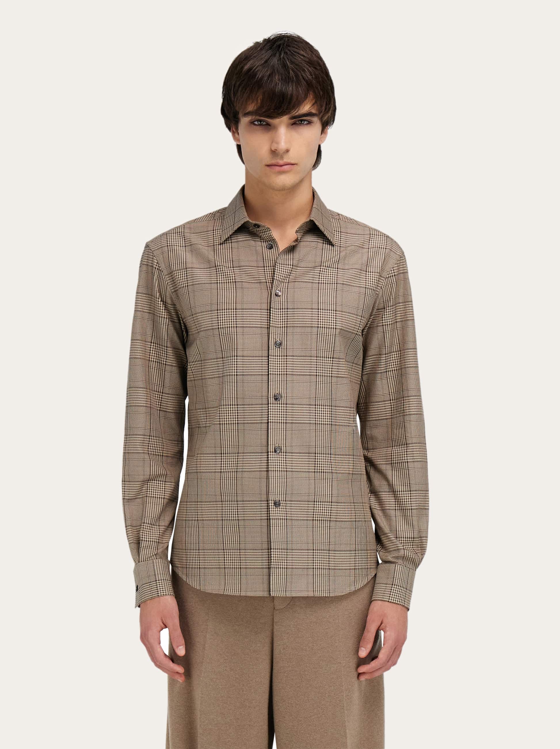Ferragamo Checked Button-fastening Shirt In Brown