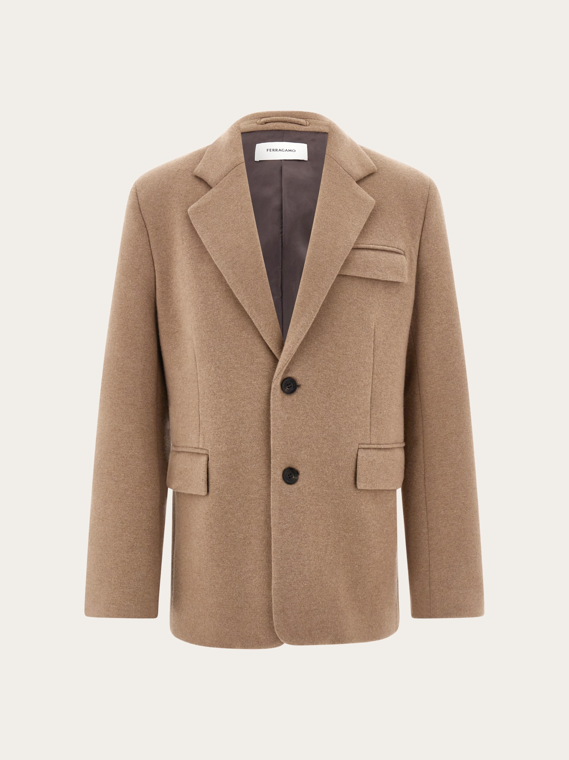 Ferragamo Single-breasted Flap-pocket Blazer In Brown