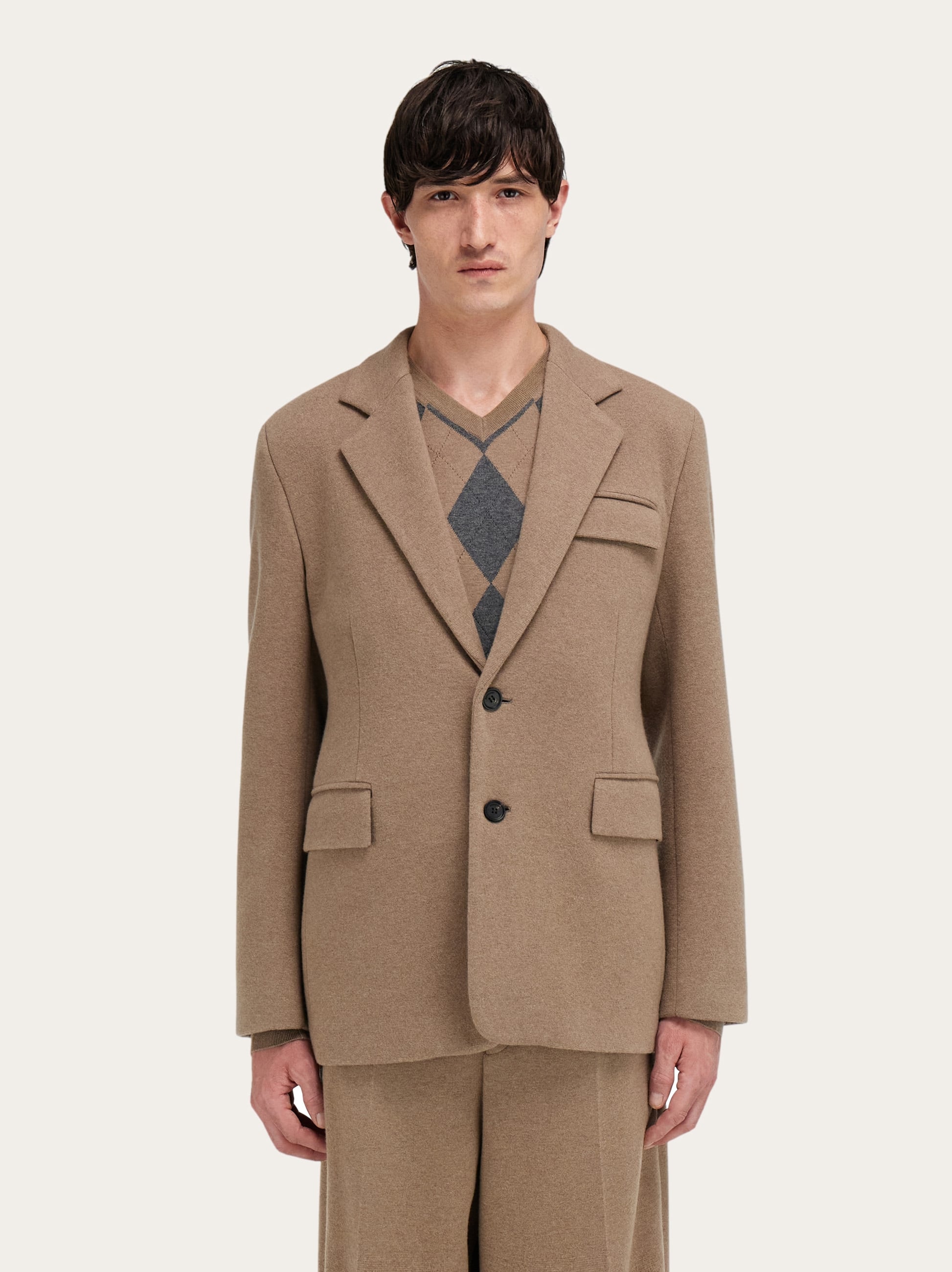 Ferragamo Single-breasted Flap-pocket Blazer In Brown