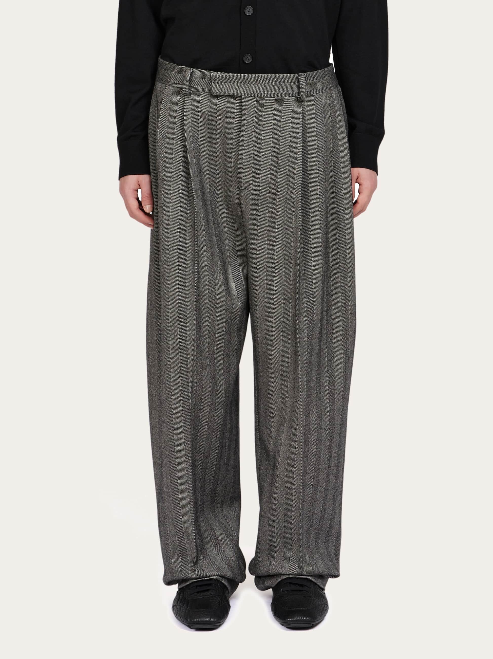 Ferragamo Chevron Tailored Trouser In Gray