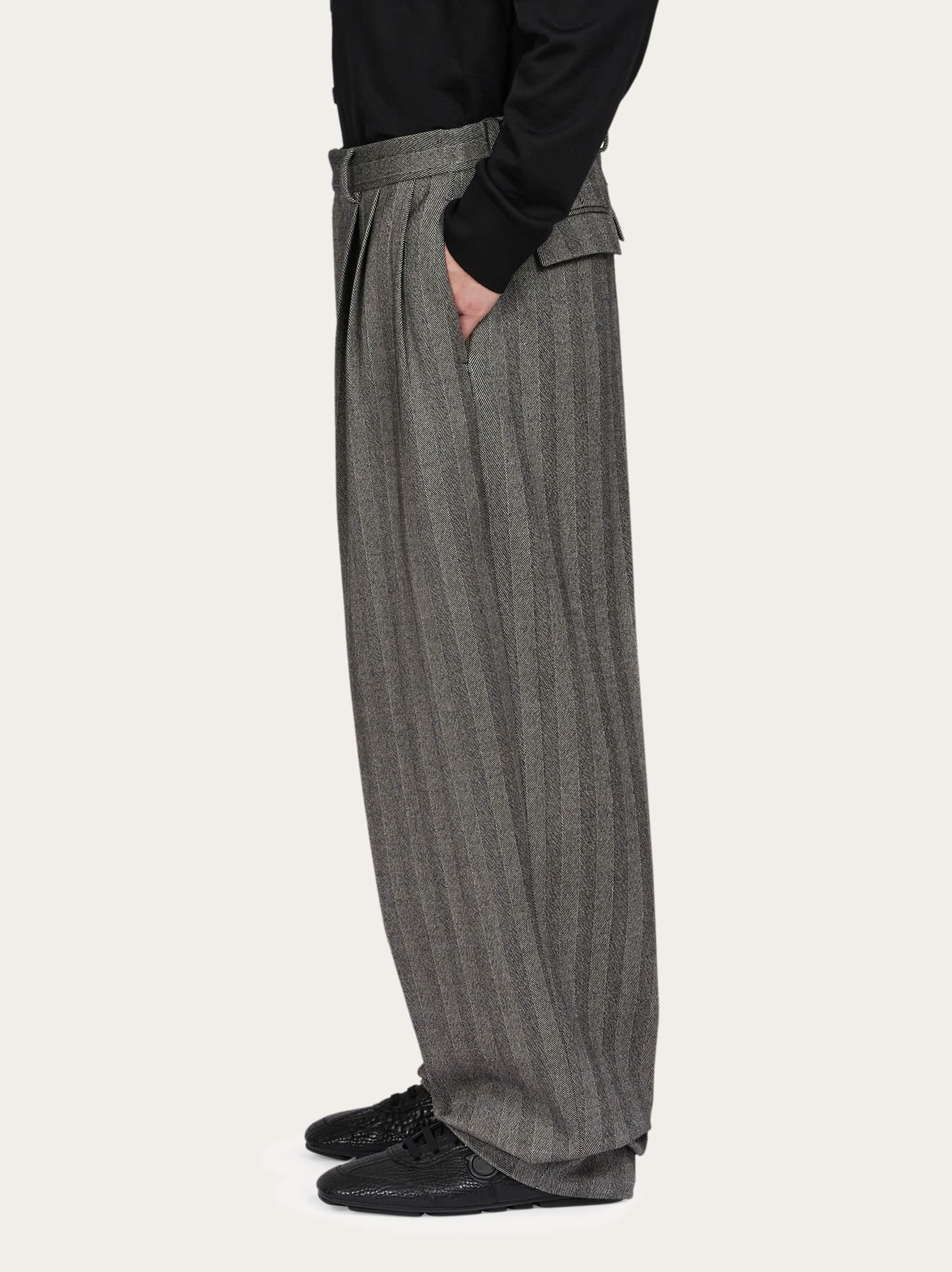 Ferragamo Chevron Tailored Trouser In Gray
